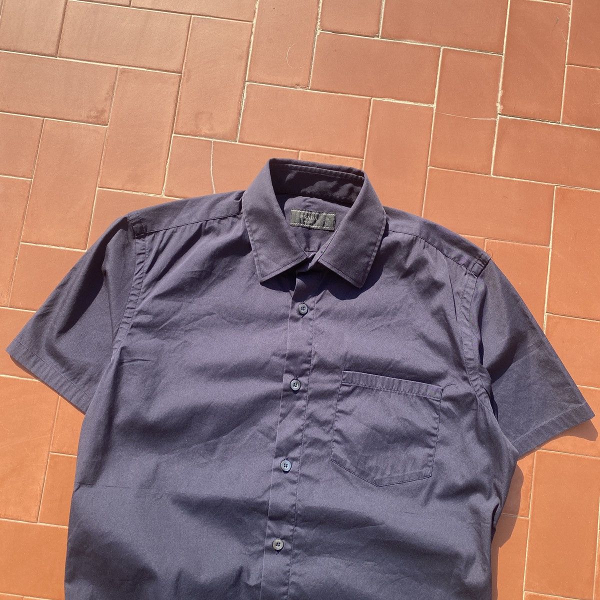 Prada Men’s Prada Milano Stretch Navy Short sleeve Shirt Size 38 Size US M / EU 48-50 / 2 - 4 Thumbnail