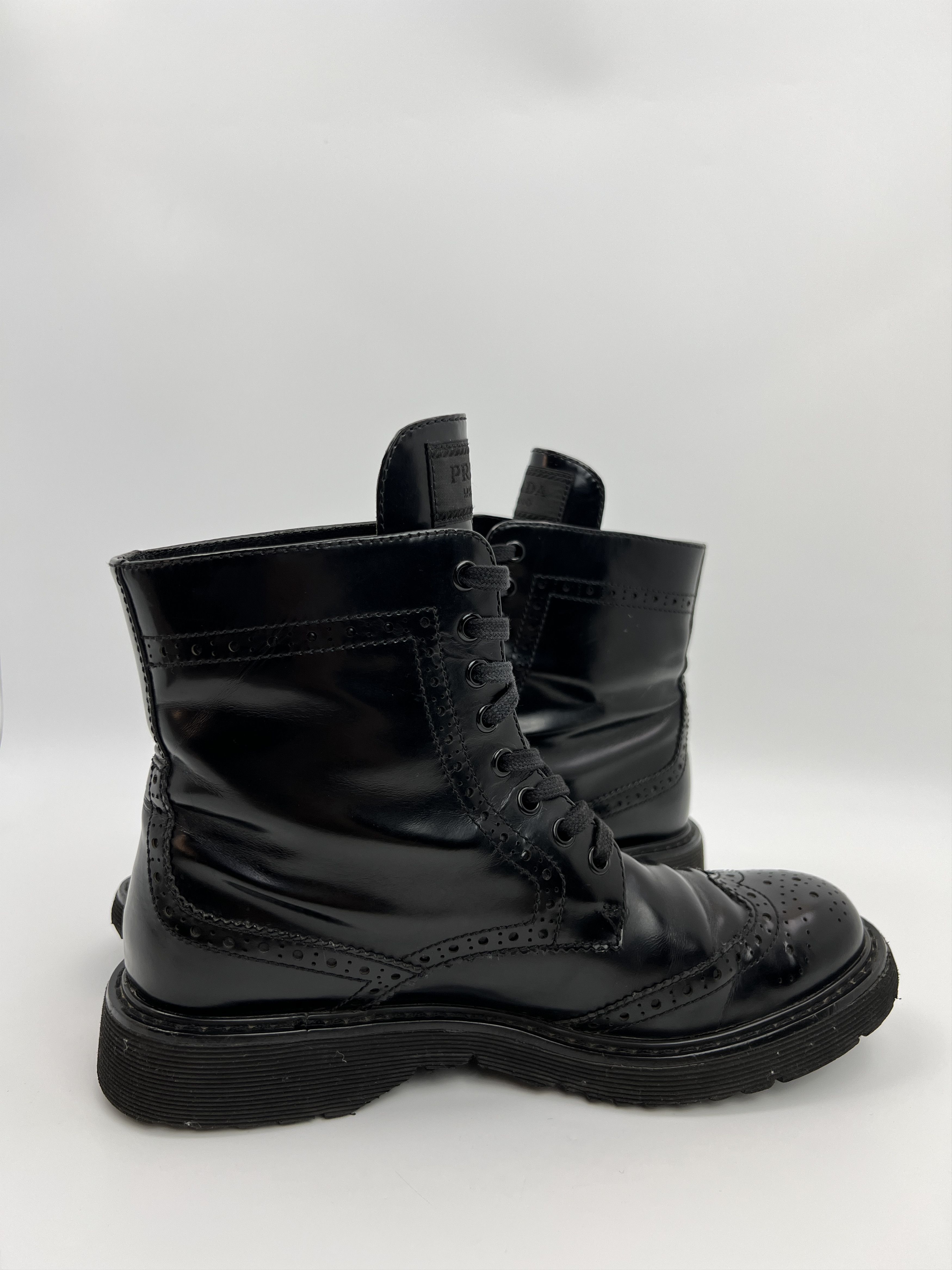 Prada Vintage Prada Combat Style Boots Black Patent Leather Size US 7.5 / IT 37.5 - 6 Thumbnail