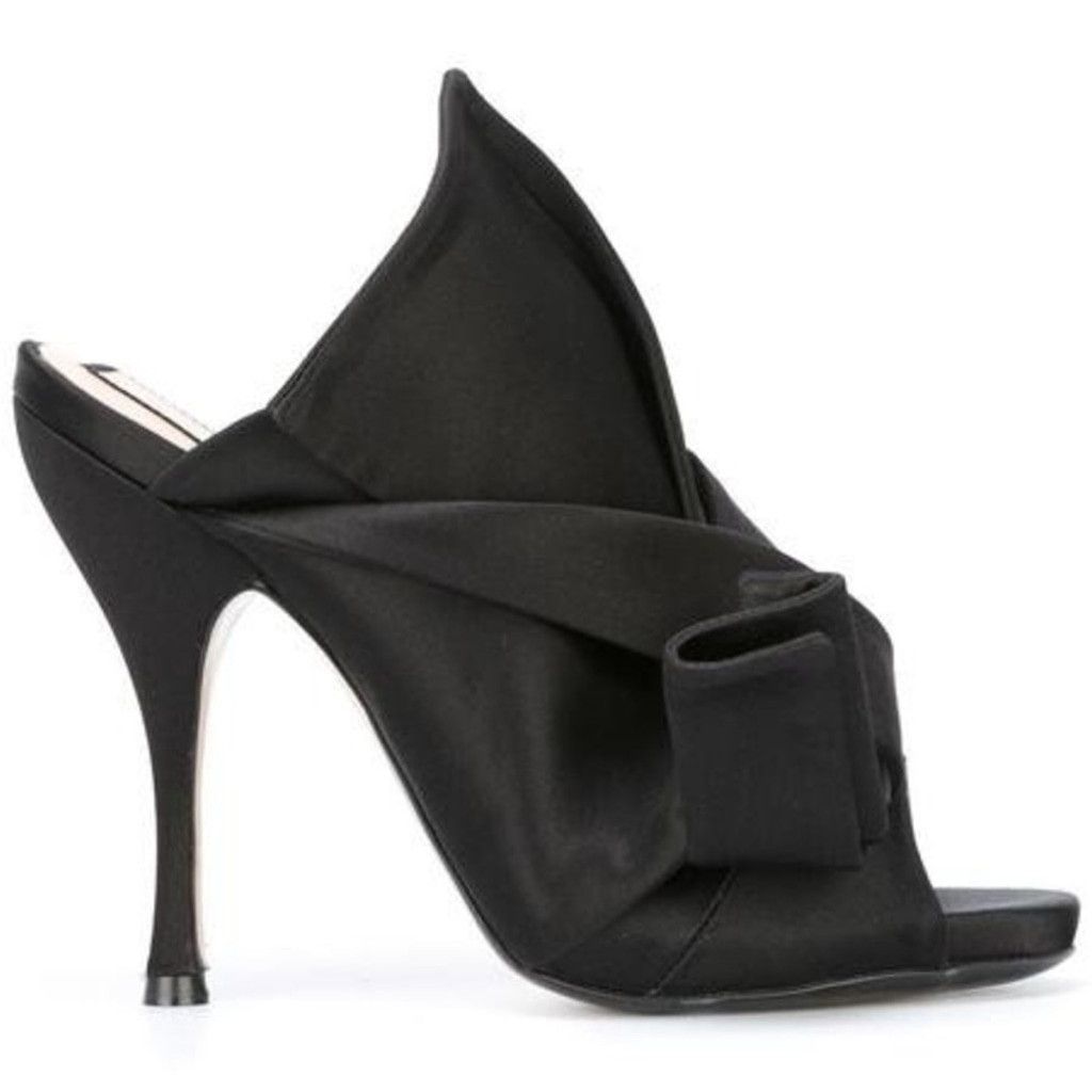 No. 21 Nº21 Numero Ventuno Satin Ronny Raso Knot Peep Toe Mules Size US 10 / IT 40 - 7 Thumbnail