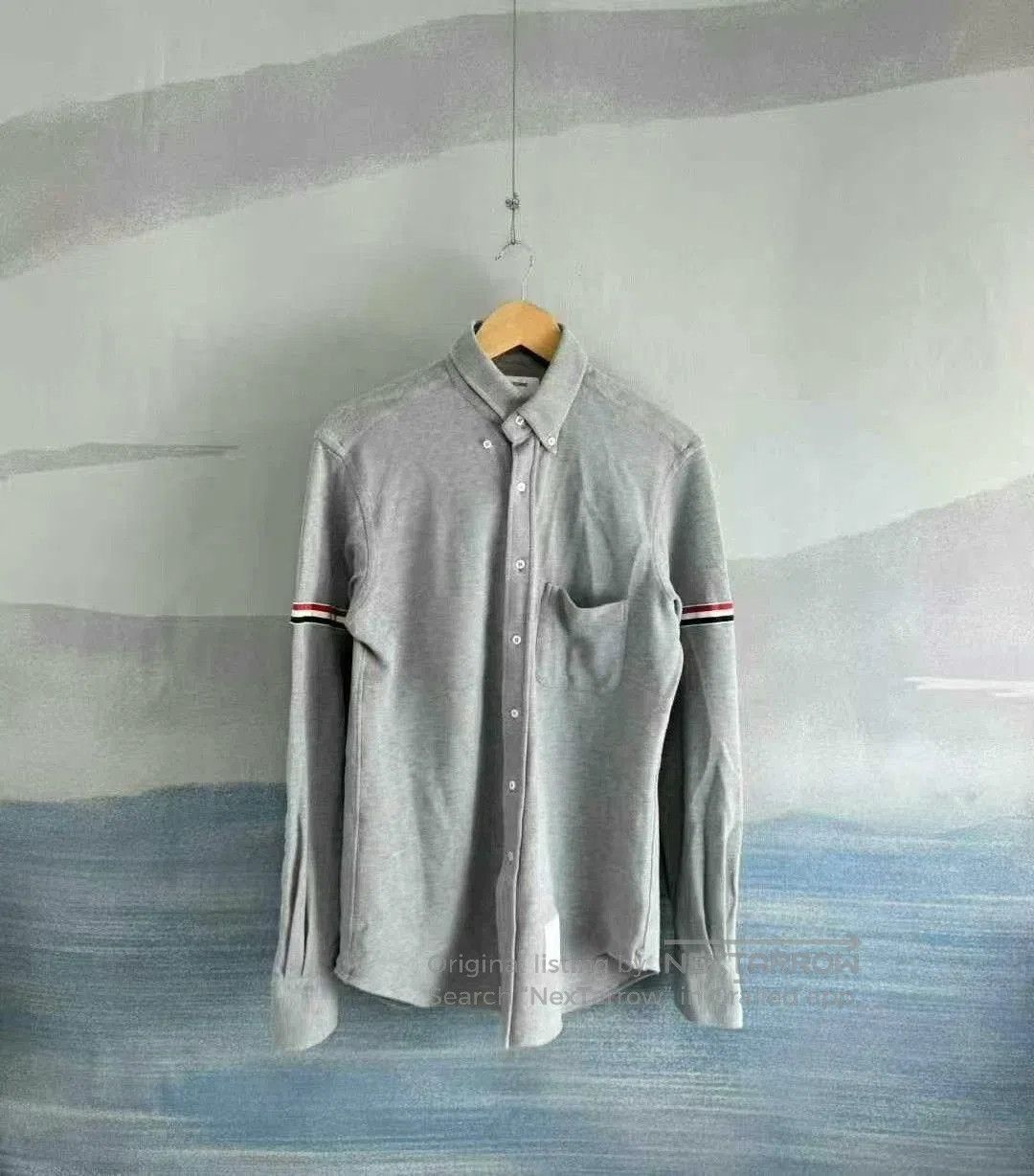 Thom Browne gray striped knit shirt by Thom Browne. Size US M / EU 48-50 / 2 - 1 Thumbnail
