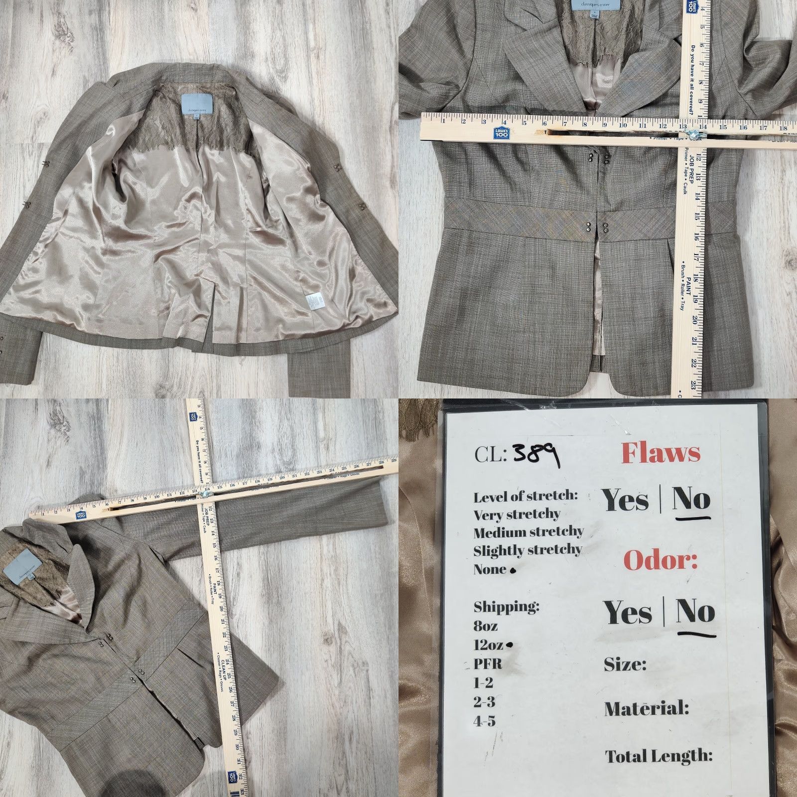 Vintage Classiques Entier Blazer Jacket Women’s Grayish Brown Single-Breasted Sz 2 Formal Regular Sleeve Long Crew N/A Size XS / US 0-2 / IT 36-38 - 8 Thumbnail