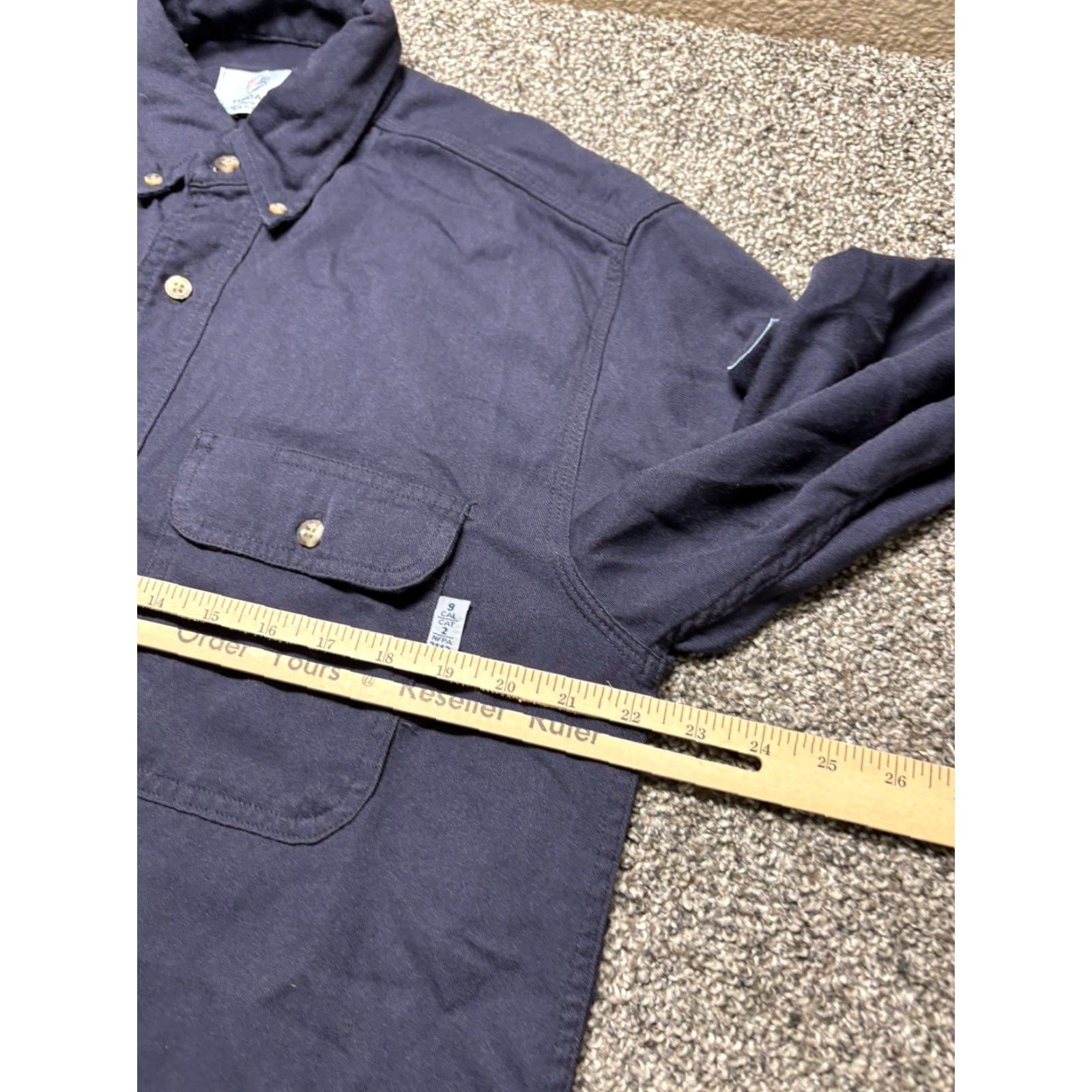 Vintage Tyndale FR Shirt Mens Medium Button Up Flame Resistant Button Up Navy Blue Cotton Blend Size US M / EU 48-50 / 2 - 6 Thumbnail