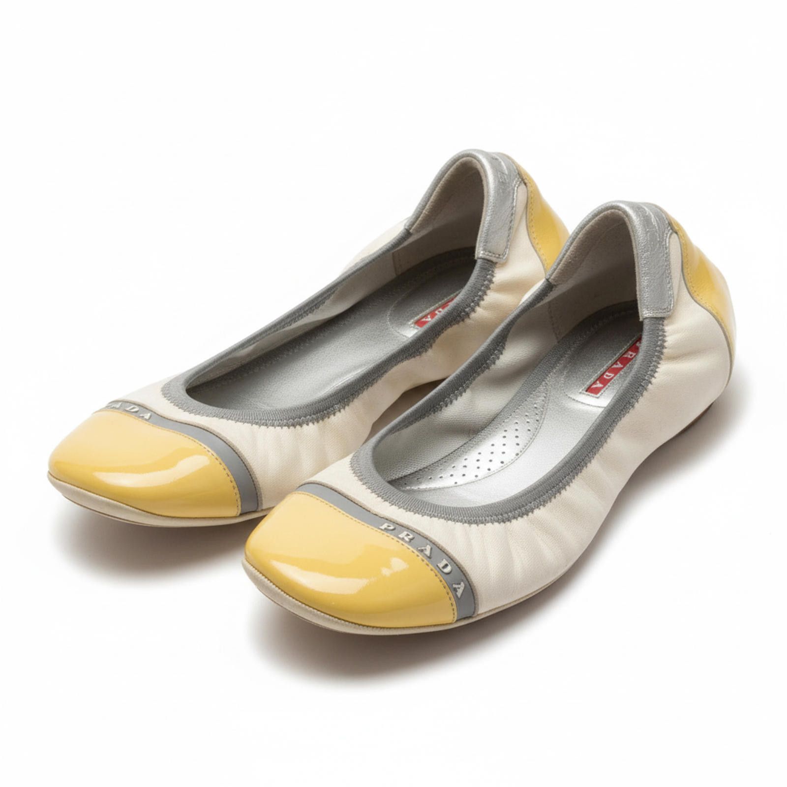 Prada Prada - 36.5 Yellow and Cream Flats Size US 7.5 / IT 37.5 - 1 Thumbnail
