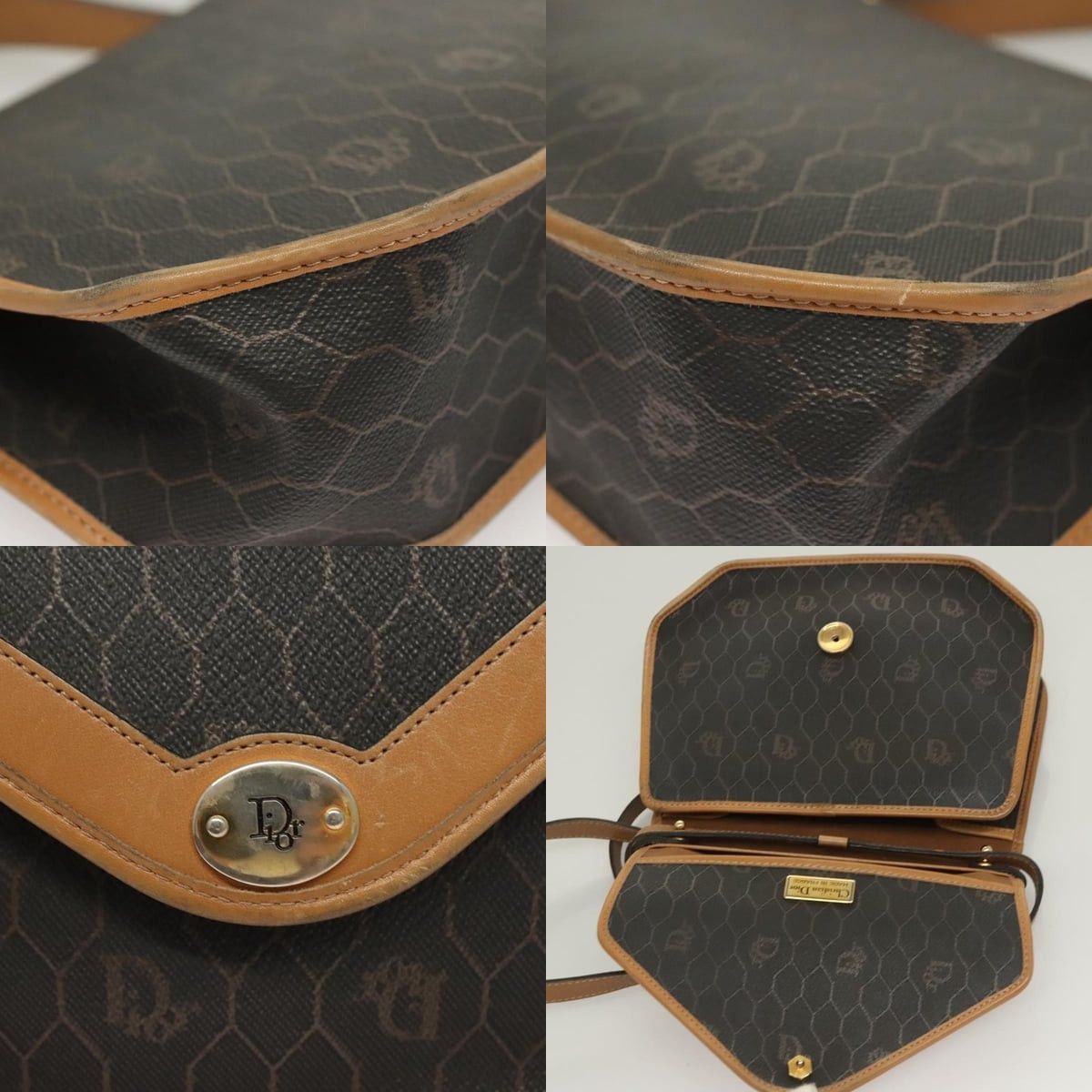 Dior DIOR Honeycomb Canvas Hand Bag Pvc Black Gold Size ONE SIZE - 11 Thumbnail