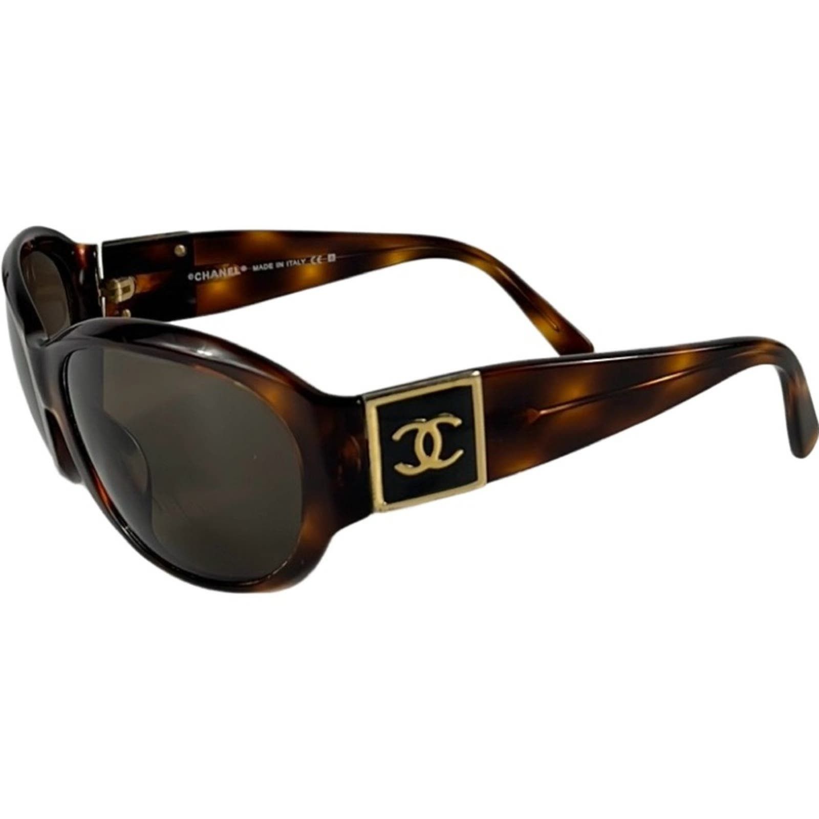 image of Chanel Brown Tortoise Print Acetate Frame Sunglasses- 5070, Women's