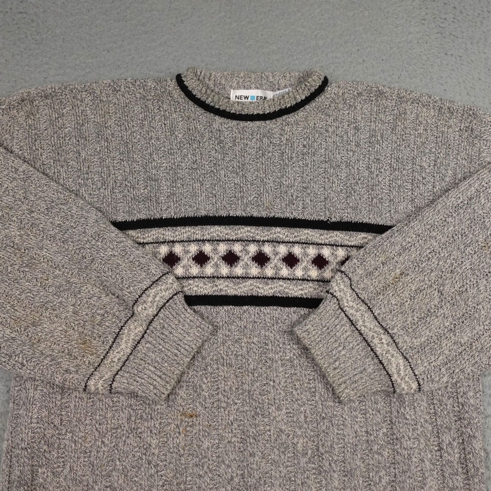 New Era VINTAGE New Era Sweater Mens L Gray Knit Crewneck USA 90s Size US L / EU 52-54 / 3 - 3 Thumbnail