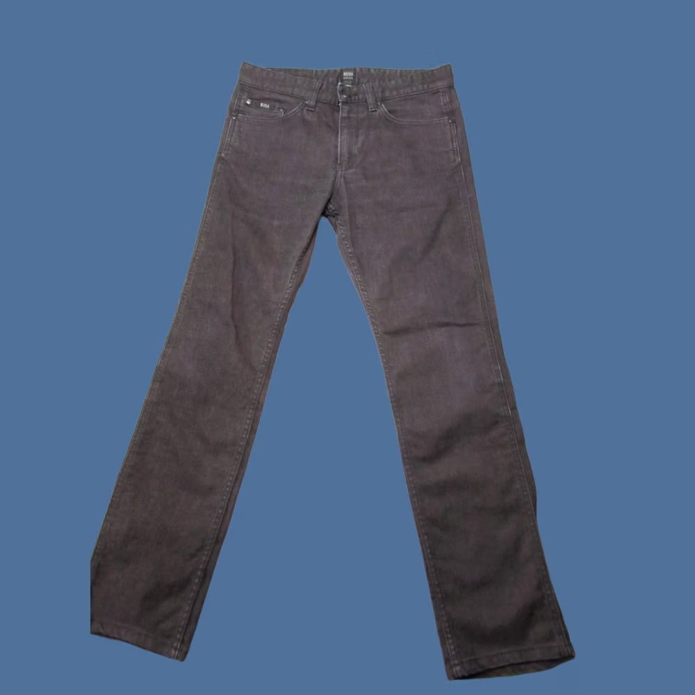 HUGO BOSS Jeans Mens 31x32 Gray Brown Denim Delaware Slim Fit Stretch Low Rise