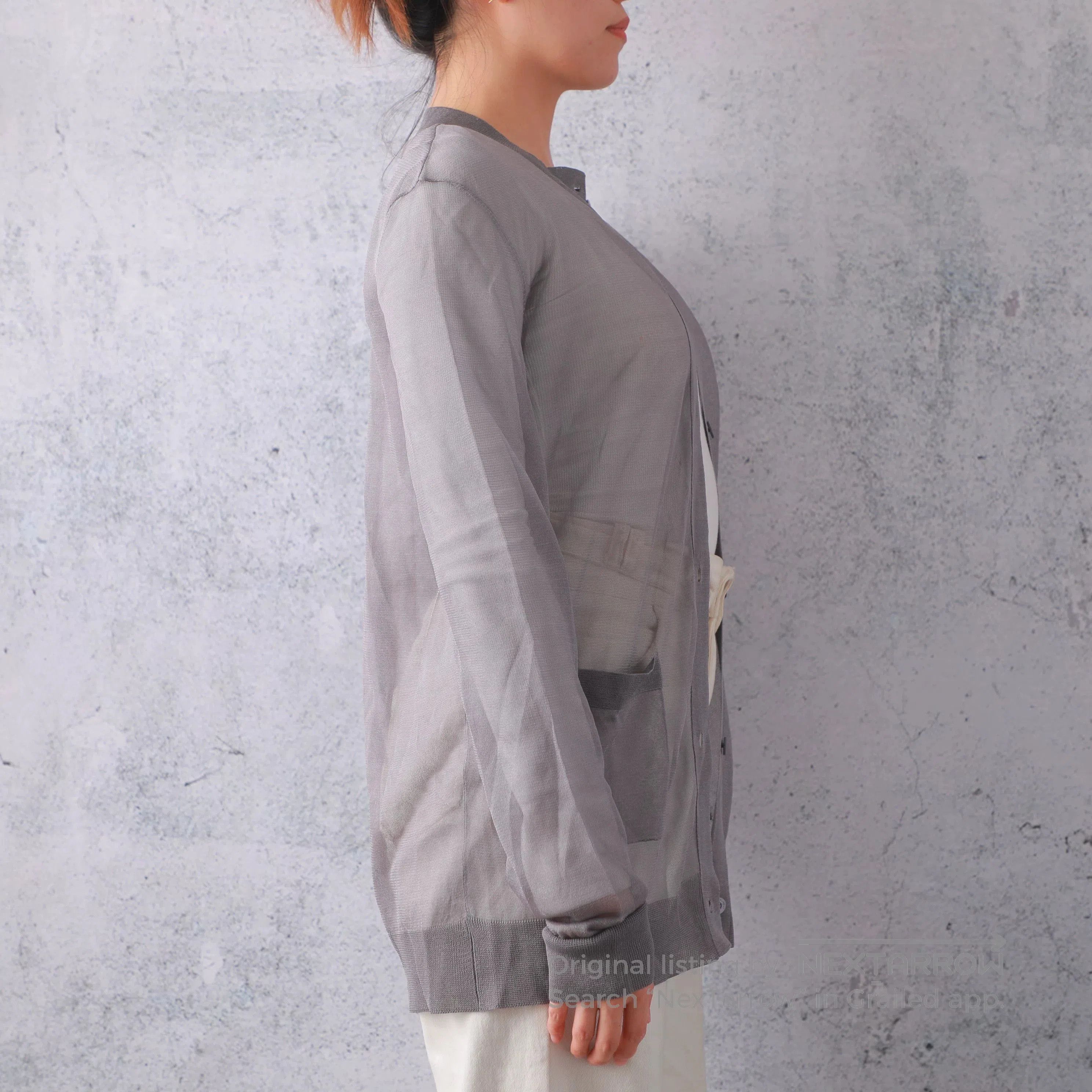 Saint Laurent Paris SAINT LAURENT Gray Silk Sheer Cardigan. Size L / US 10 / IT 46 - 2 Thumbnail