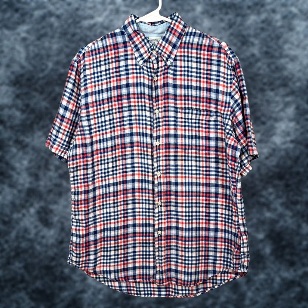 Brooks Brothers Brooks Brothers Button-Up Shirt Mens Large Blue Plaid Linen 1005 346 Regular Collar Down Short Sleeve Vintage No Size US L / EU 52-54 / 3 - 1 Thumbnail