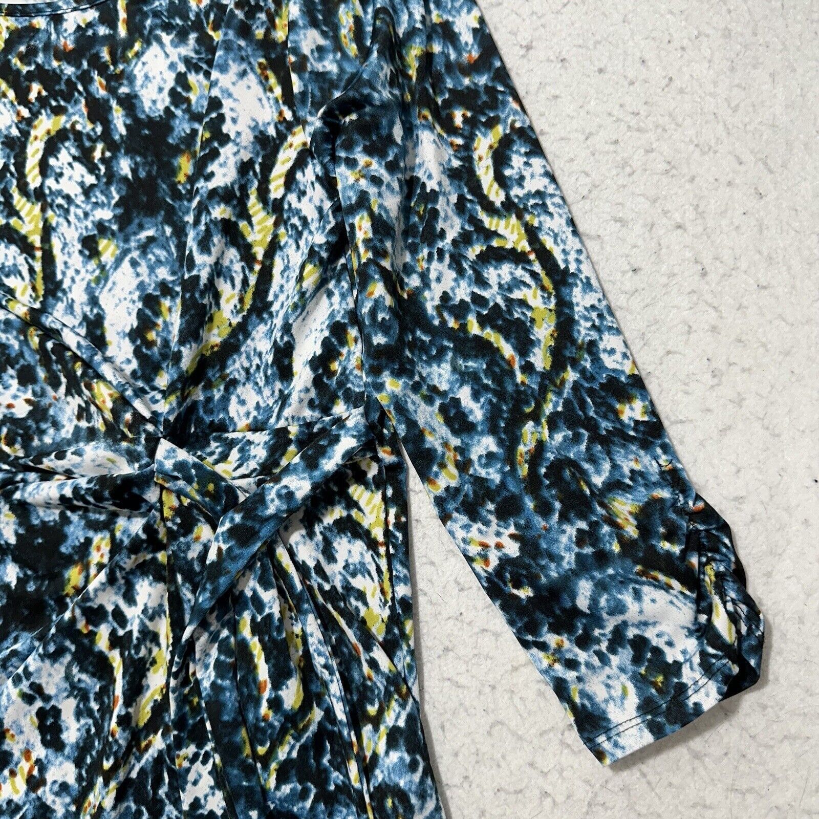 Other Notations Medium Blouse Blue Teal White Pullover Wrap Top Size M / US 6-8 / IT 42-44 - 6 Thumbnail