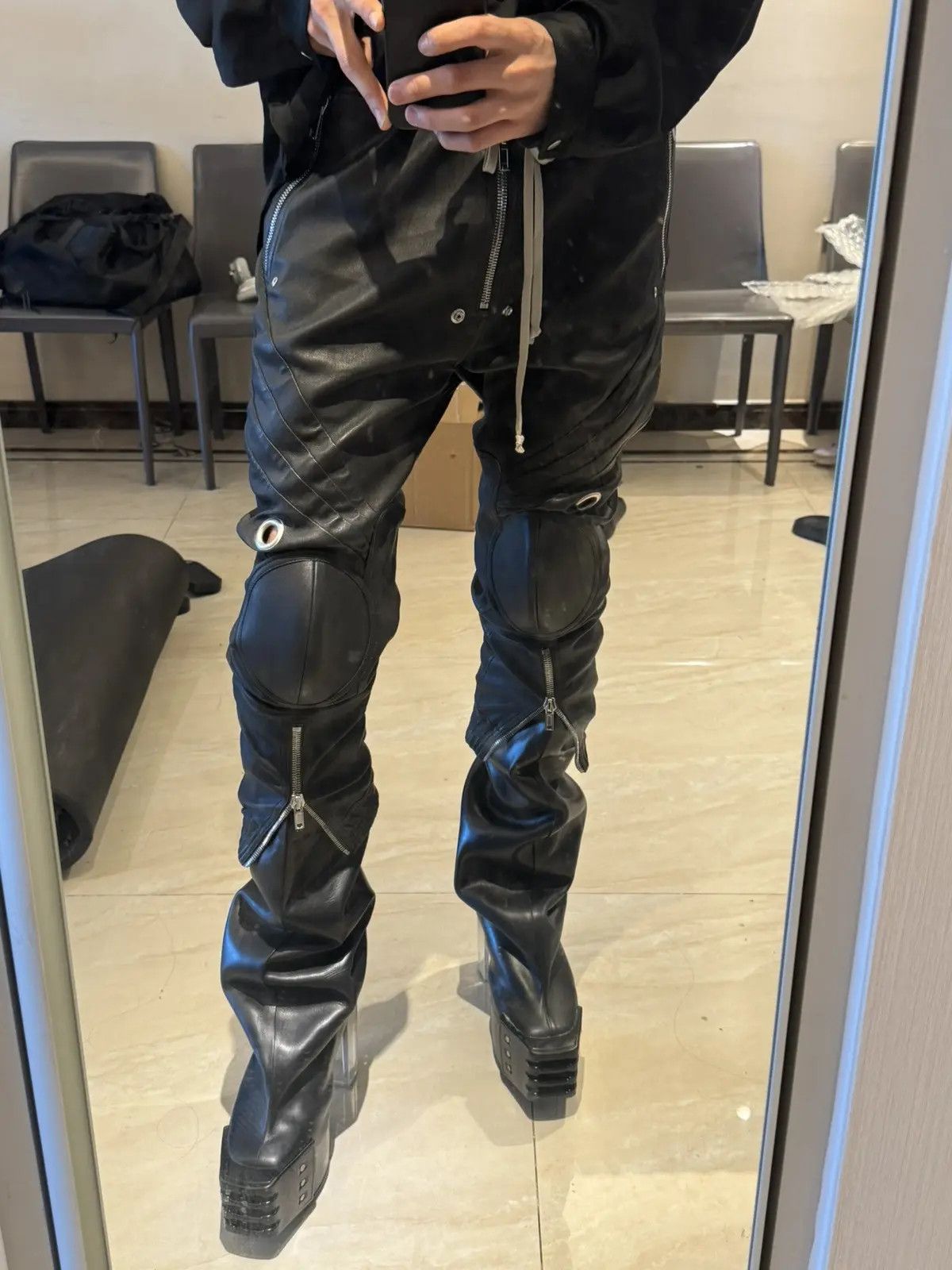 Rick Owens Rick Owens Performas leather biker jogger Size US 40 / EU 56 - 7 Thumbnail