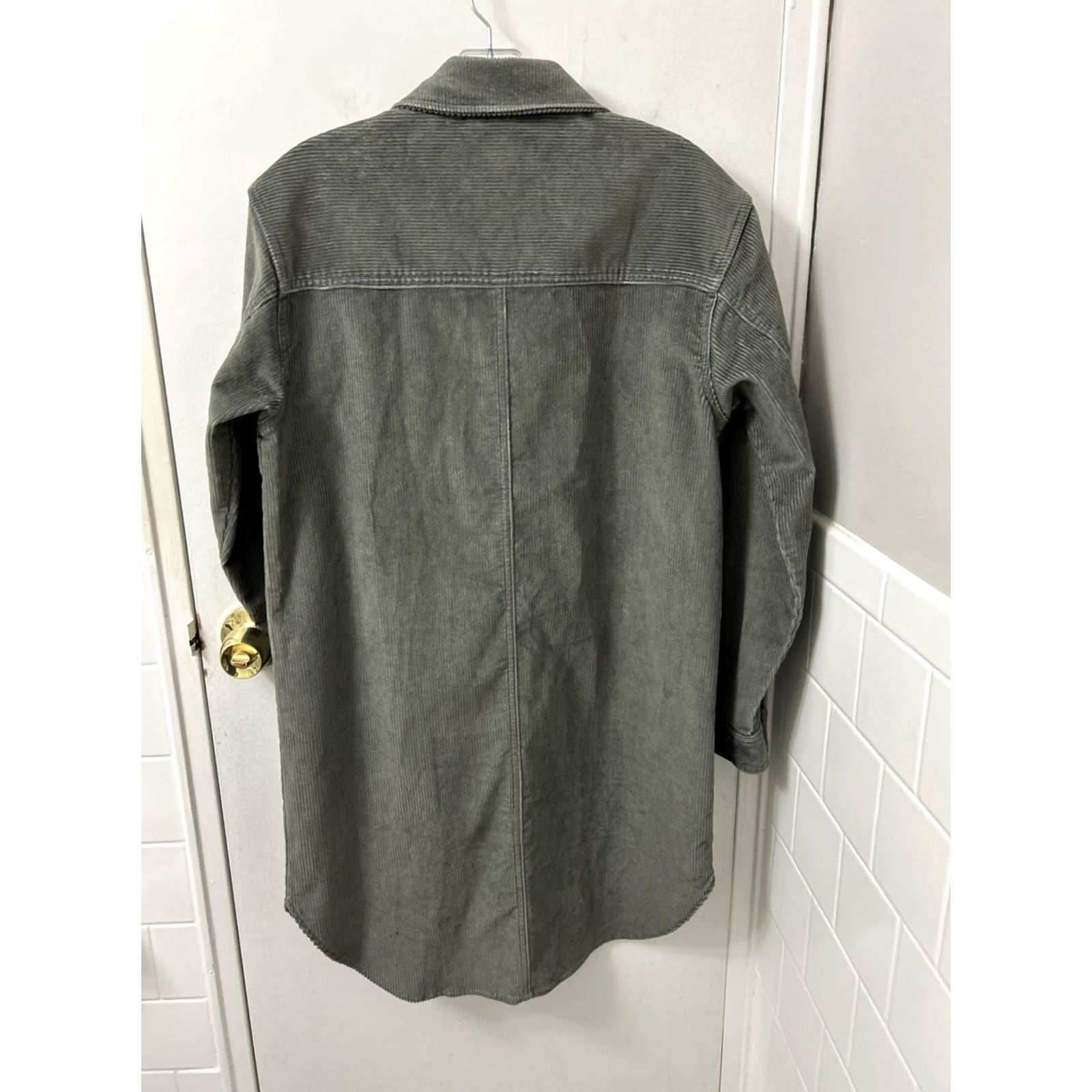 Gap VINTAGE Gap Corduroy Shirt Jacket Womens XS Sage Green Longline Dress Shacket Pockets Size XS / US 0-2 / IT 36-38 - 6 Thumbnail