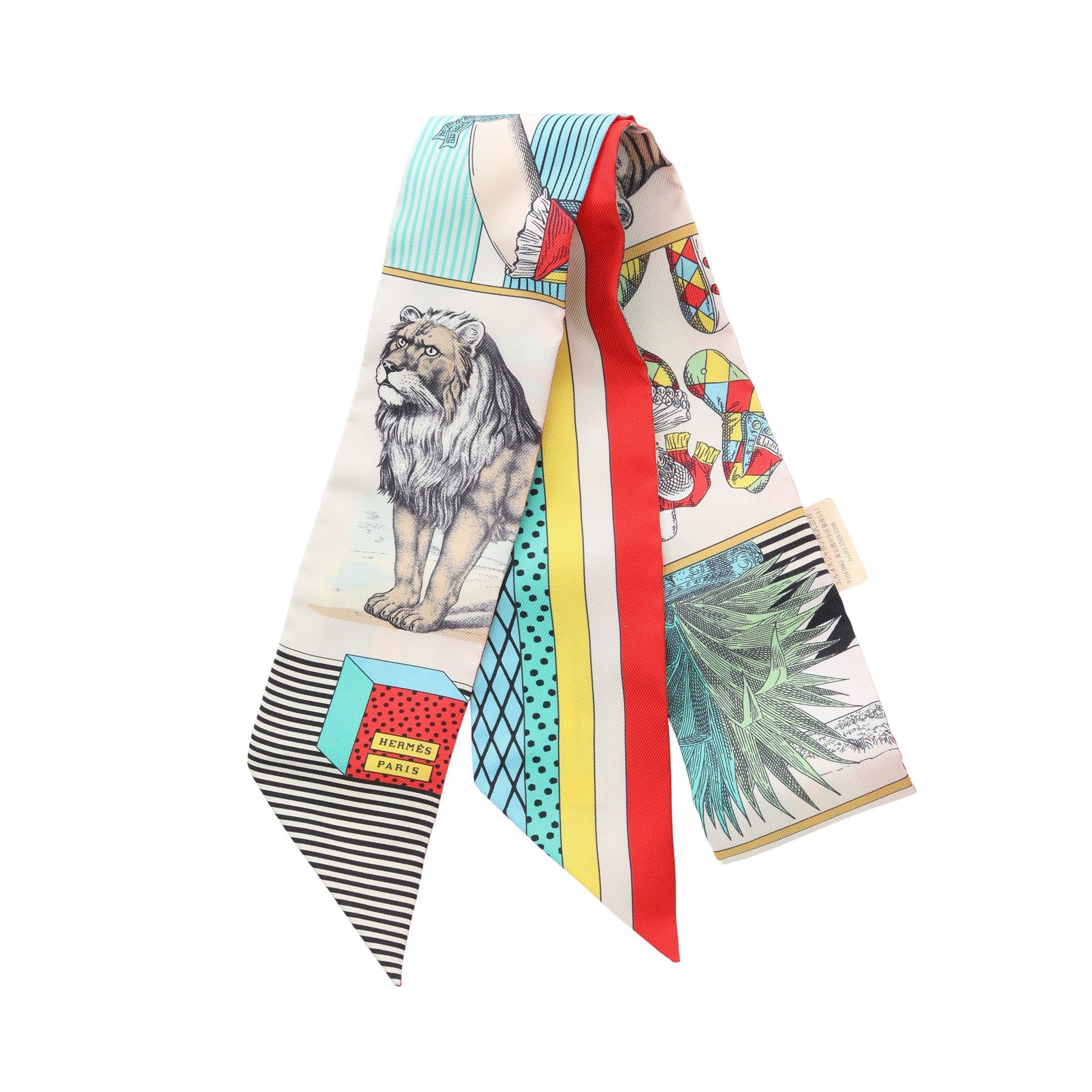 Hermes Hermes Twilly Grand Theatre Nouveau Ribbon Scarf Silk Ivory Multicolor Size ONE SIZE - 1 Thumbnail