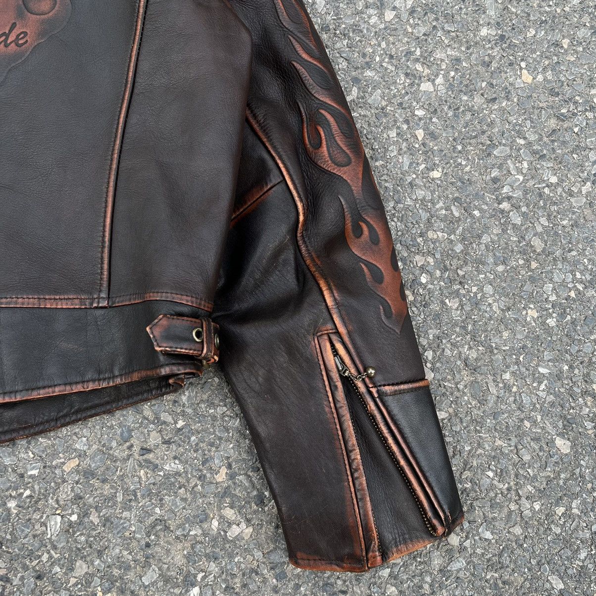 Harley Davidson × Vintage Harley-Davidson Signature Flame Leather Jacket Size US L / EU 52-54 / 3 - 5 Thumbnail