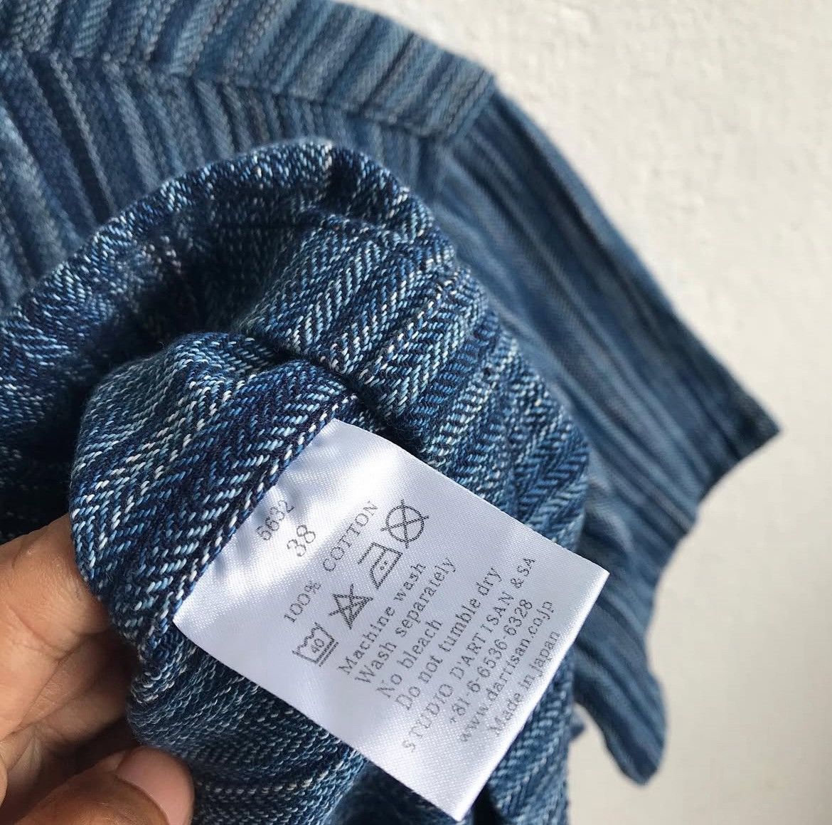Studio D'Artisan Indigo Shijira Kasuri Shirt Size US M / EU 48-50 / 2 - 6 Thumbnail