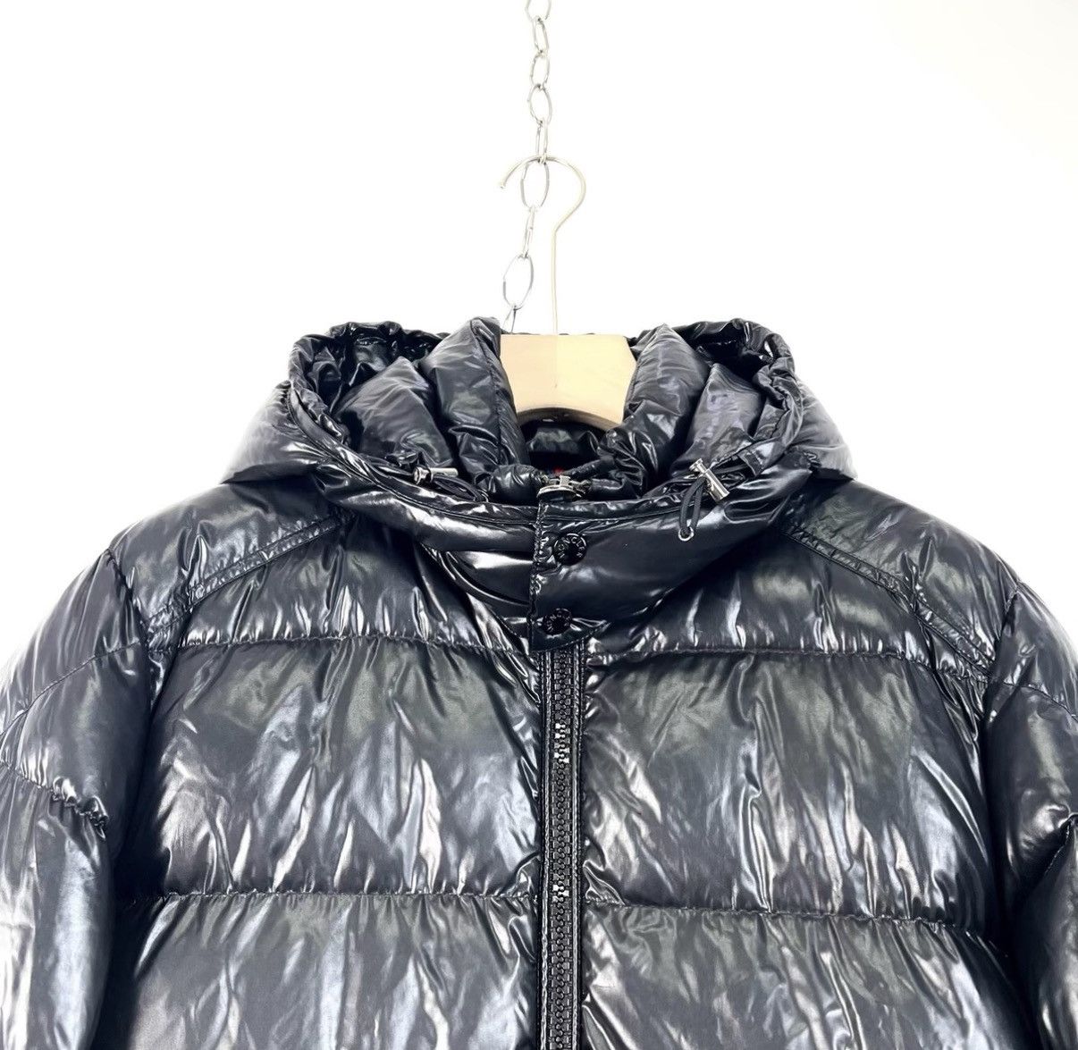 Moncler Moncler Black Shiny Hooded Down Jacket K12 Size US L / EU 52-54 / 3 - 3 Thumbnail