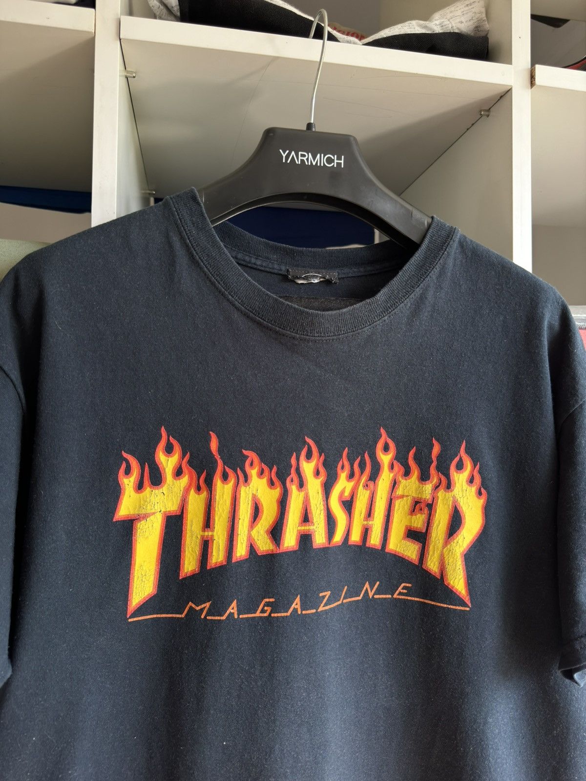 Thrasher × Vintage Vintage 2000s Thrasher Burning Logo Spellout Tee Size US L / EU 52-54 / 3 - 2 Thumbnail