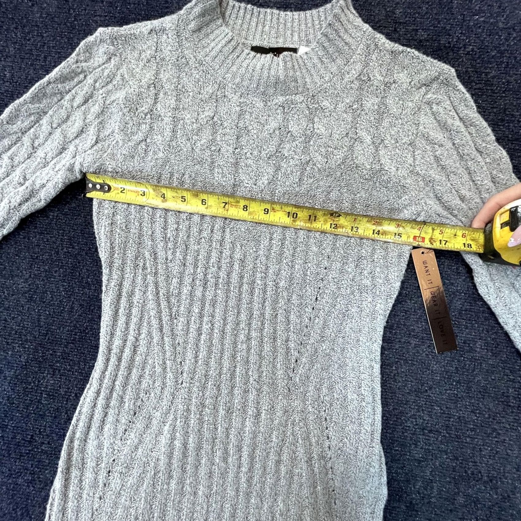 Almost Famous Almost Famous Sweater Dress Womens Large Light Grey Heather Cable Knit Pullover Size L / US 10 / IT 46 - 3 Thumbnail