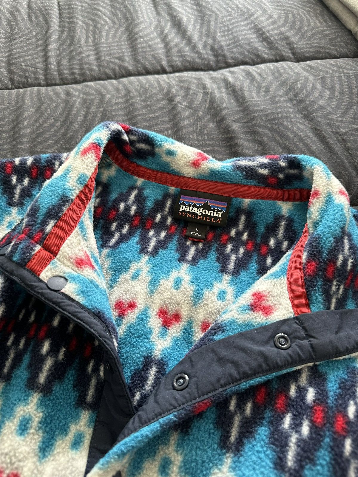 Patagonia Patagonia Synchilla Snap-T Fleece – Blue/Nordic Pattern Size US L / EU 52-54 / 3 - 7 Thumbnail