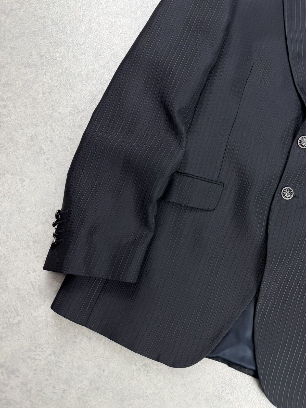 Carlo Pignatelli Carlo Pignatelli Suit 3 Piece Black Stripe Mens 54 Size 44R - 4 Thumbnail
