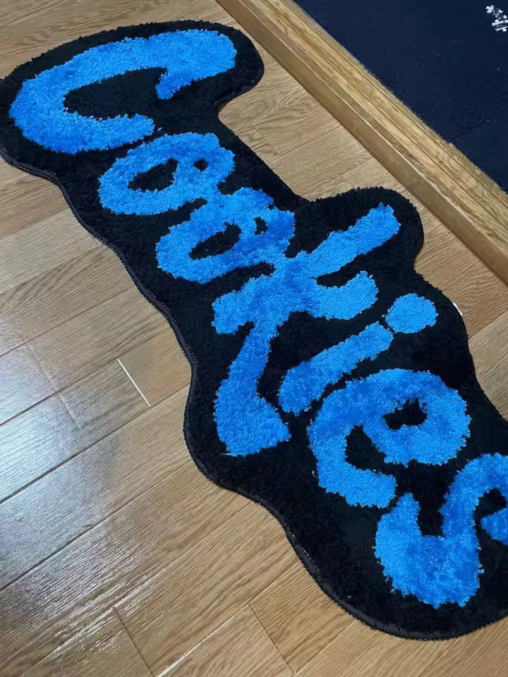 Japanese Brand Cookies Floor Rug - Blue/White - Hypebeast Room Decor Size ONE SIZE - 1 Thumbnail