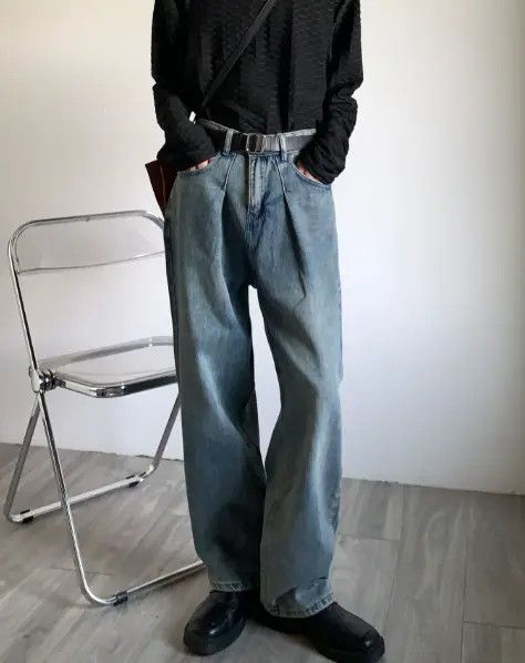 Japanese Brand VIBE American retro wide-leg loose all-match straight jeans Size US 32 / EU 48 - 5 Thumbnail