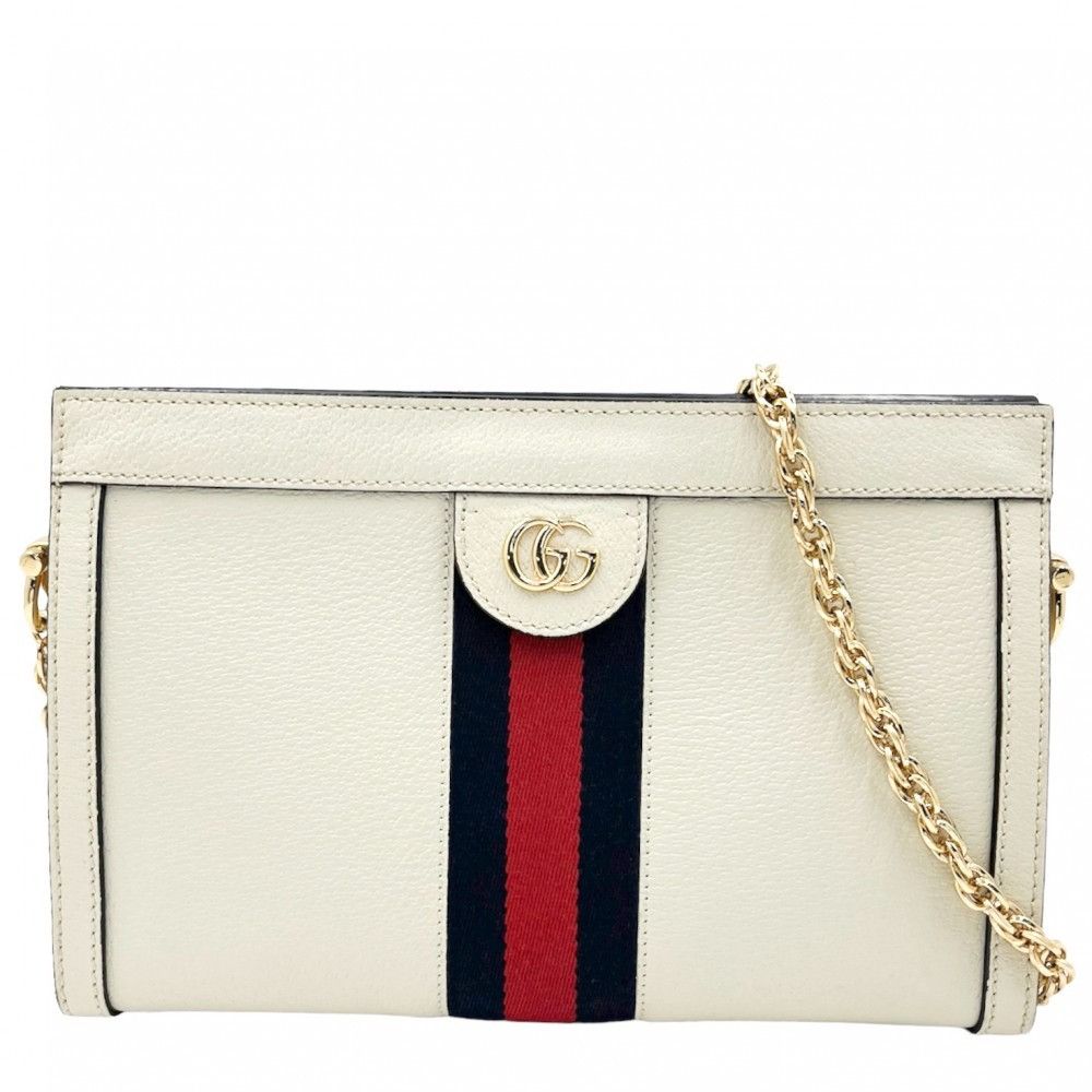 image of Gucci Shoulder Bag GG Chain Crossbody Stripe Bag White in Black, Women's