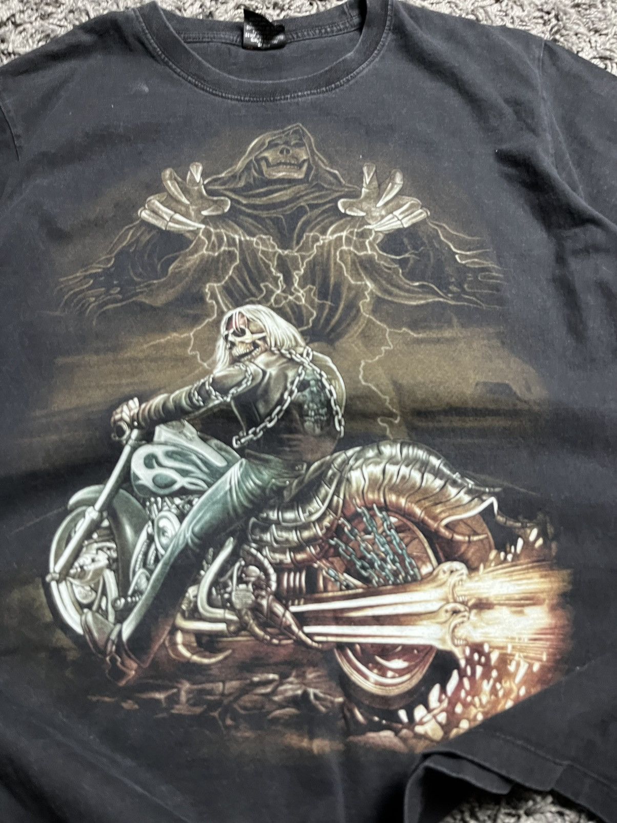Band Tees Vintage 90s Wild Biker T-Shirt - Reaper & Skeleton Rider Size US L / EU 52-54 / 3 - 3 Thumbnail
