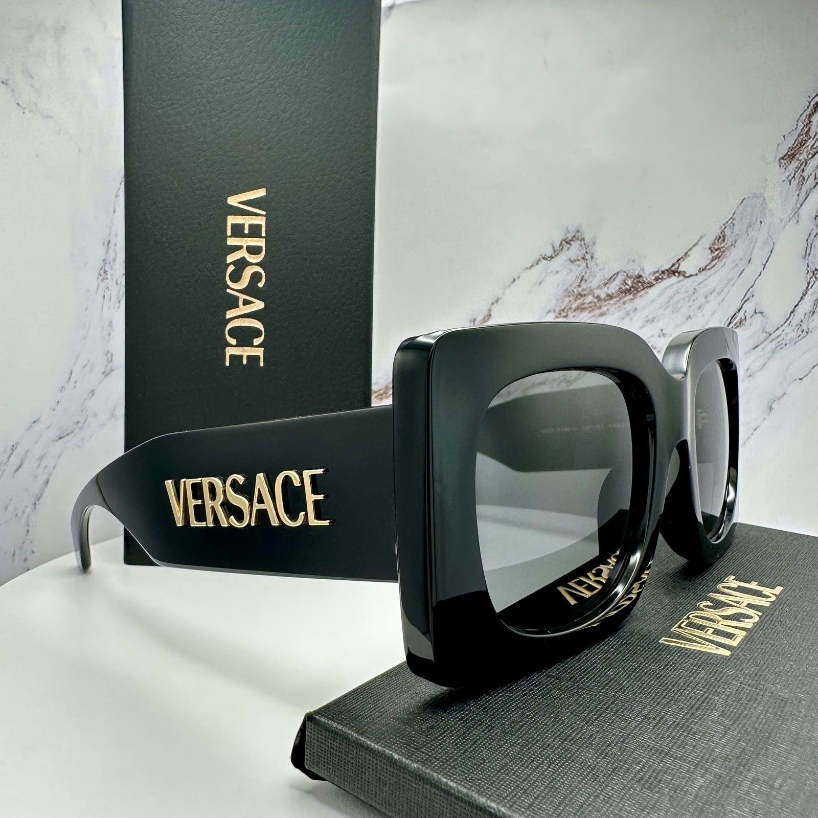 Versace New VERSACE Sunglasses Black Gold Metal Letter 3D Logo Size ONE SIZE - 19 Thumbnail