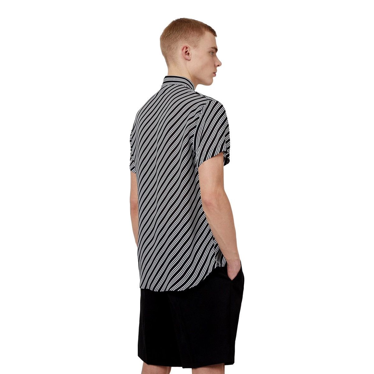 Emporio Armani Emporio Armani Striped Short Sleeve Shirt M/L Over Fit Size US M / EU 48-50 / 2 - 2 Thumbnail