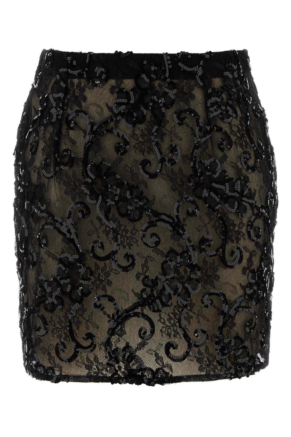 Alessandra Rich Black Lace Mini Skirt Size 27" / US 4 / IT 40 - 1 Thumbnail
