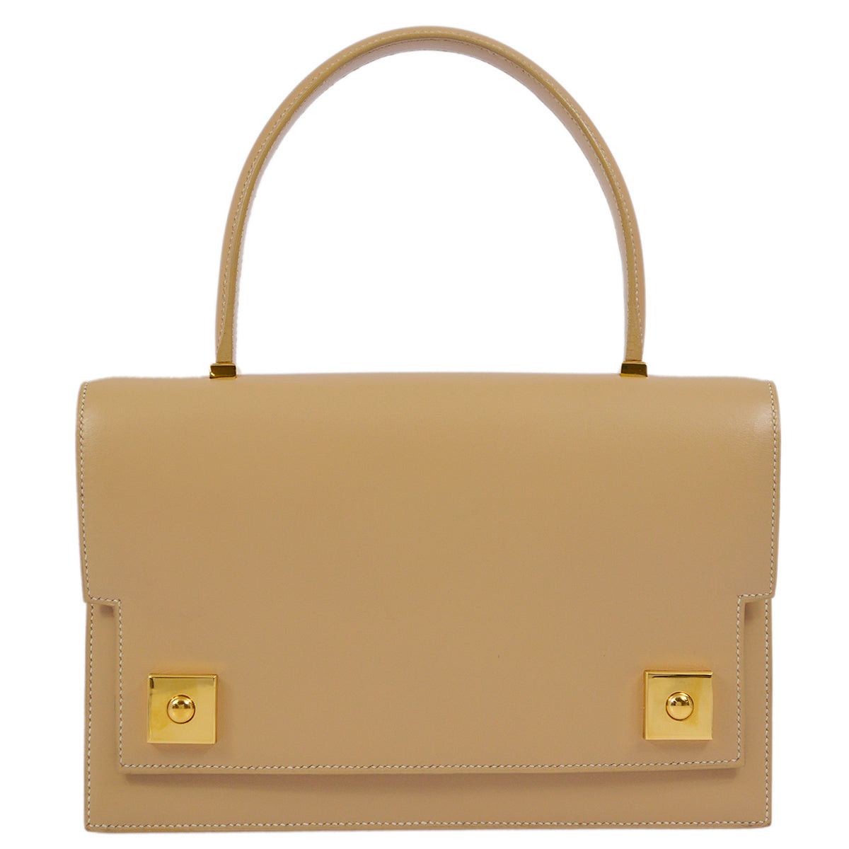 image of Hermes 1996 Beige Box Calf Piano Handbag 172177 in Red, Women's