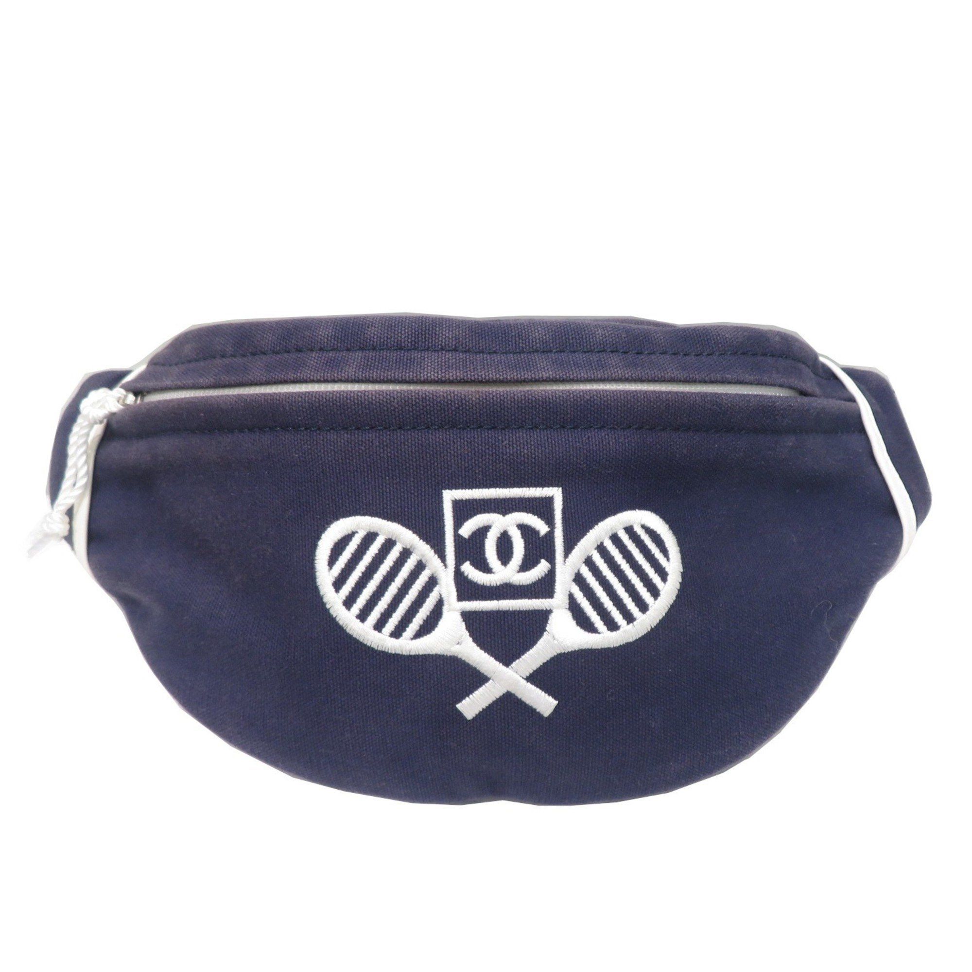 image of Chanel Sportsline Waist Bag Body Navy/white Canvas Women's Men's