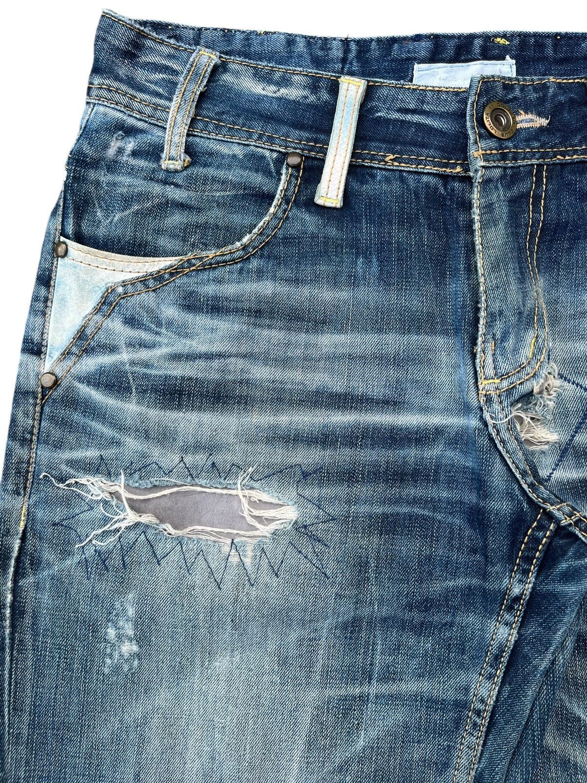 Beauty Beast Vintage Kapital Style Sashiko Boro Trashed Distressed Jeans Size US 34 / EU 50 - 8 Thumbnail