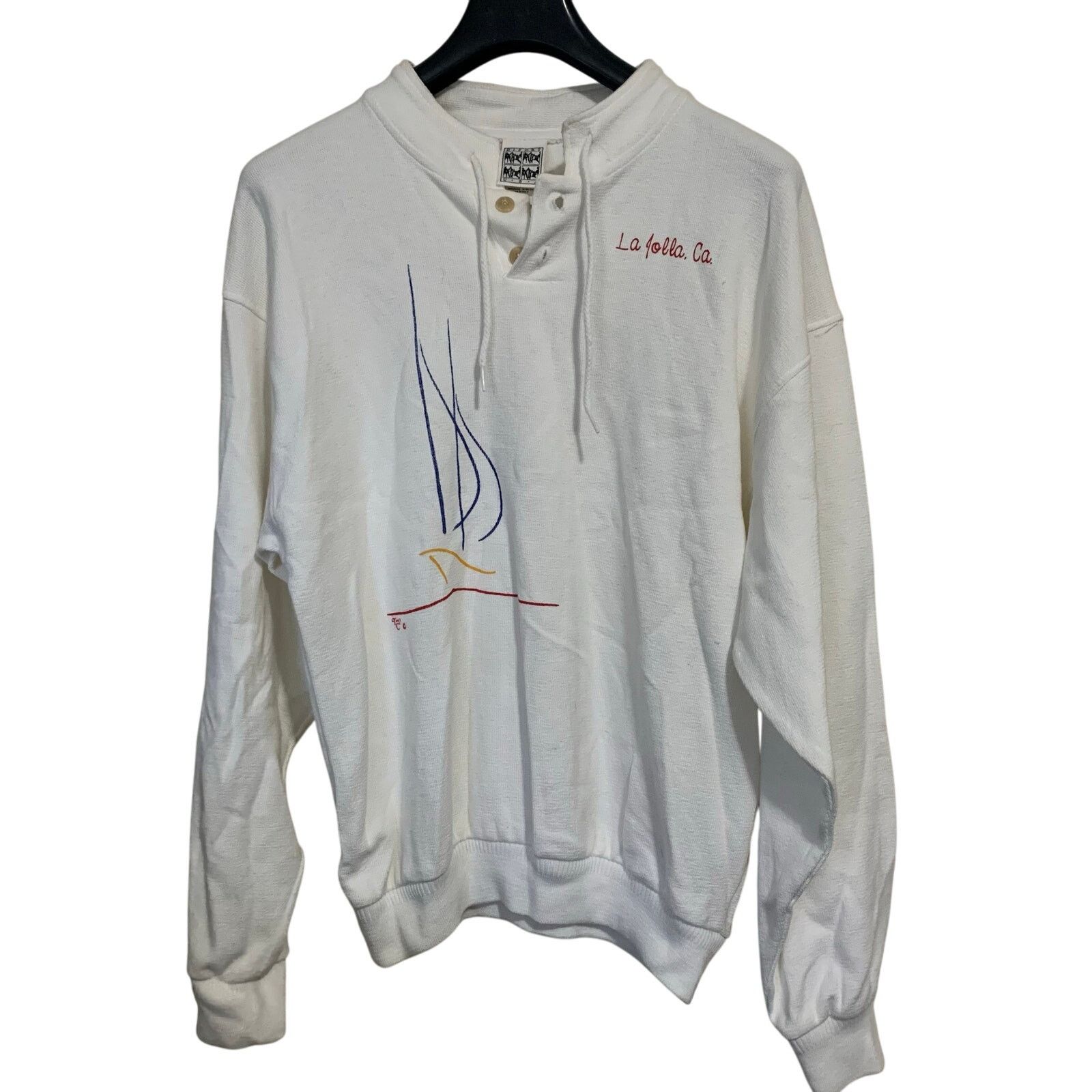 Vintage DIPORT USA Vintage La Jolla, Ca White Sweatshirt Size Medium Size US M / EU 48-50 / 2 - 1 Thumbnail