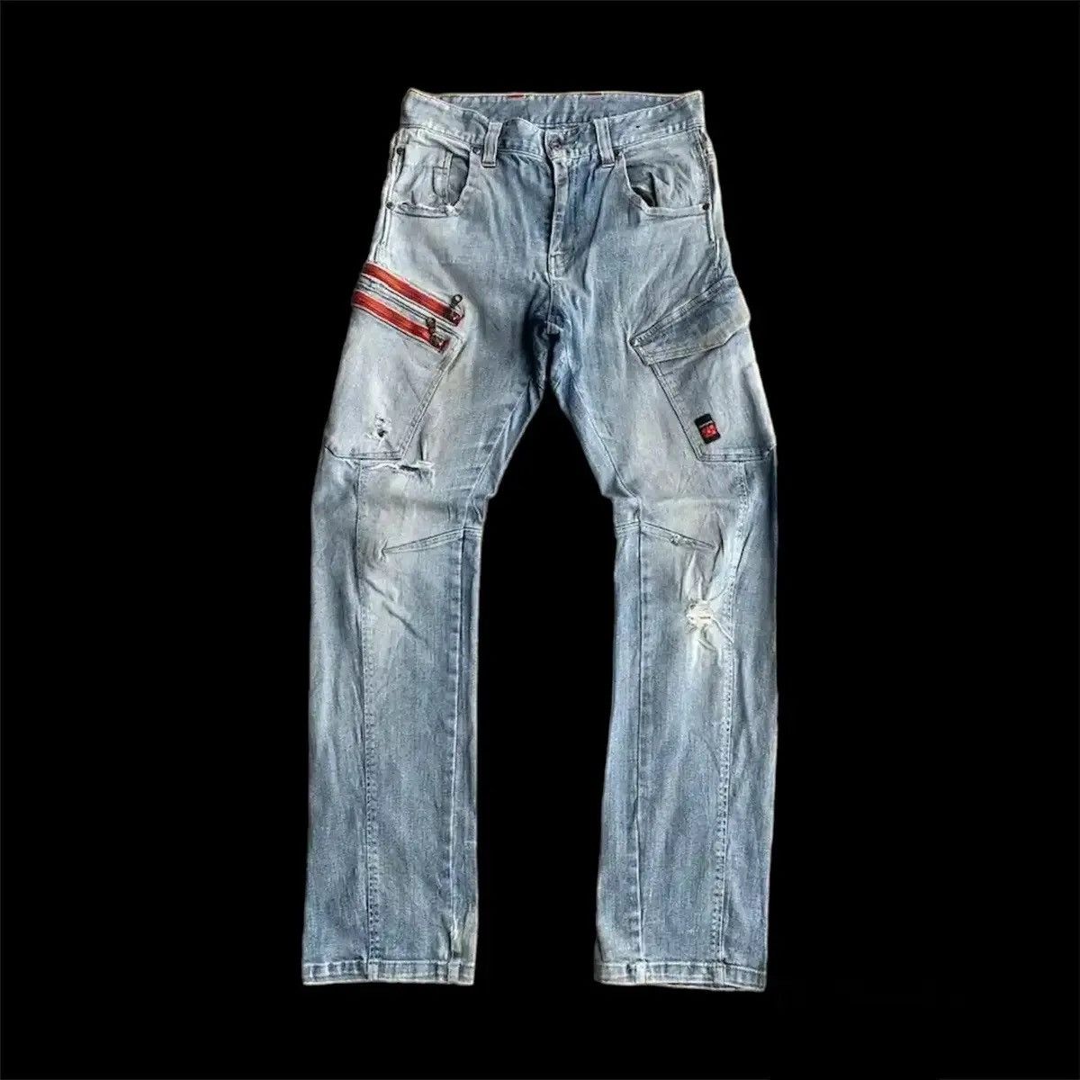 Vintage DISTRESSED DENIM TROUSERS HUMMER CURVE LEGS JEAN FADED PANTS Size US 29 - 1 Thumbnail