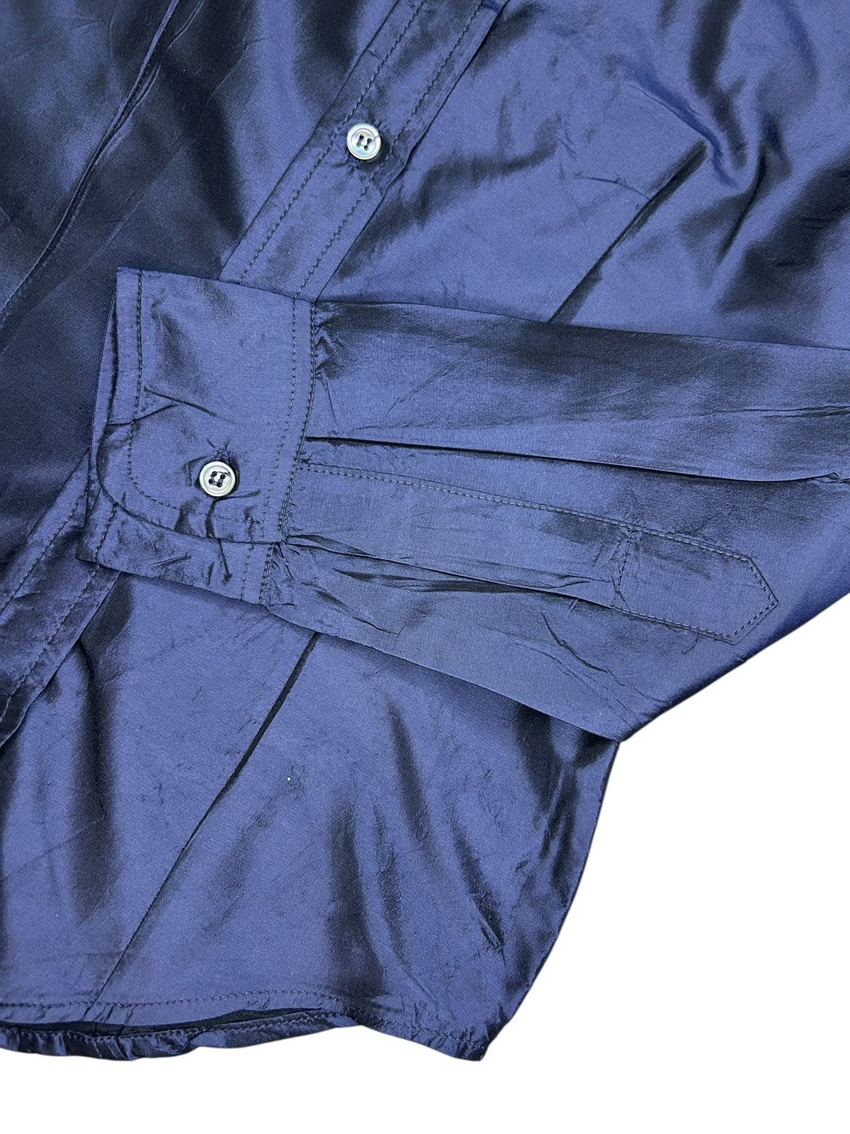 Paul Harnden Shoemakers Metallic Silk Button Up Shirt Size XS / US 0-2 / IT 36-38 - 5 Thumbnail