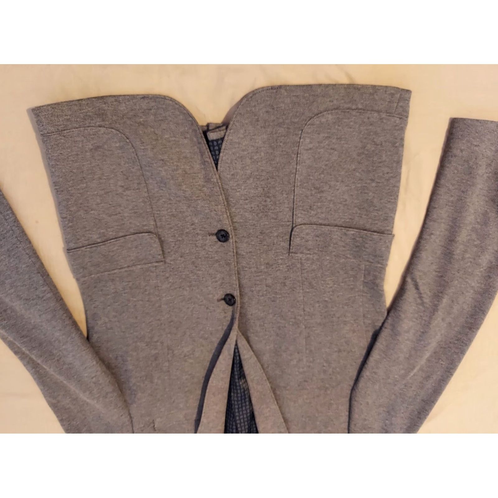 Express Express Mens Blazer Jacket 40R Gray Cotton 2 Piece Cotton Blazer Mens Regular Size 40 Gray Express Jacket Blazer Mens 40R Gray Cotton 2 Piece Blazer Size 40R - 3 Thumbnail