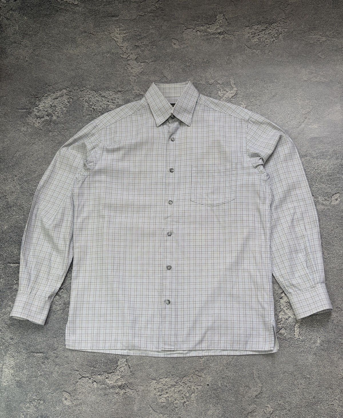 Ermenegildo Zegna Ermenegildo Zegna Plaid Shirt Blue Grey Button Up Italy M Size US M / EU 48-50 / 2 - 1 Thumbnail