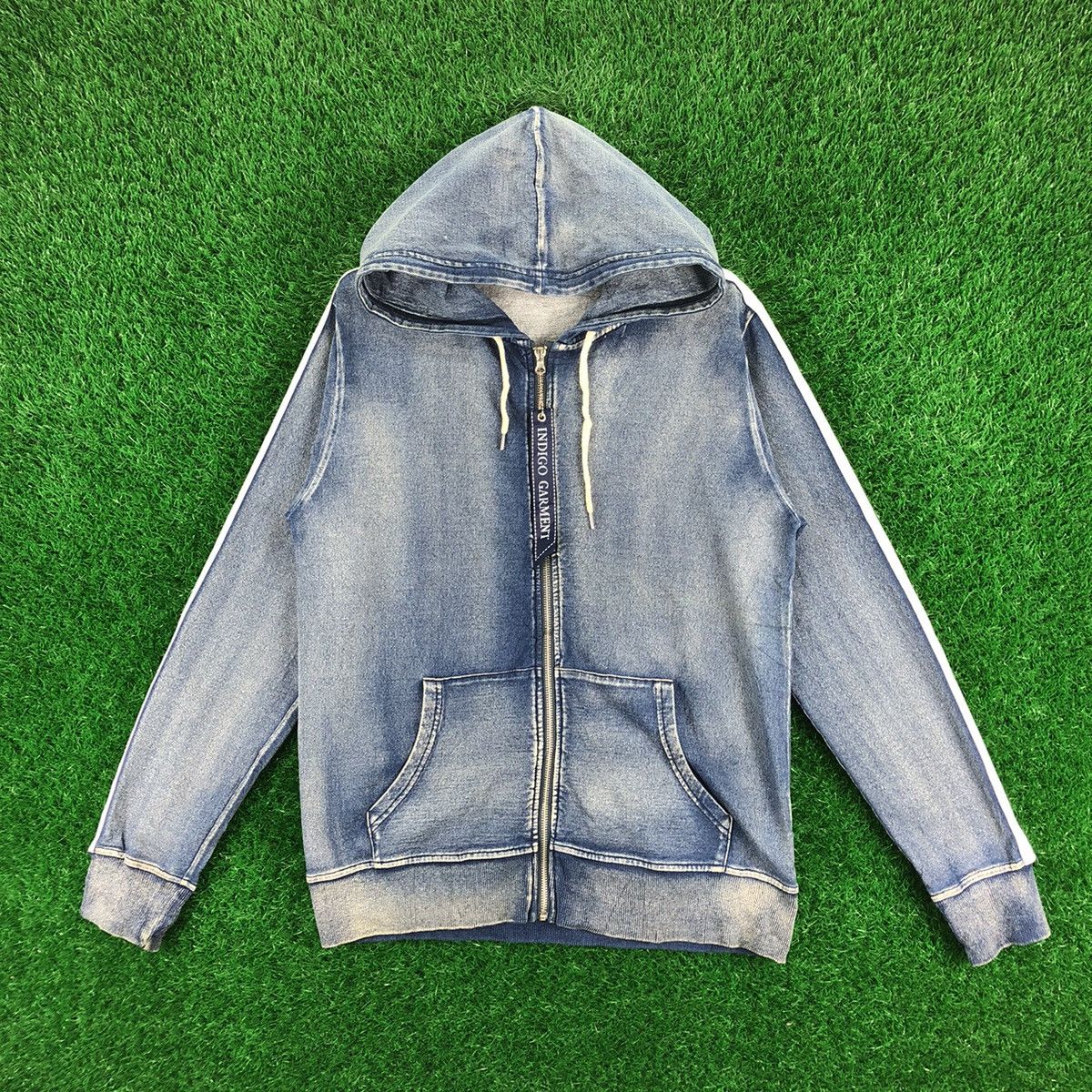 Japanese Brand Vintage Indigo Blue Dyed Zipper Sweater Hoodie by Baycrest Size US M / EU 48-50 / 2 - 1 Thumbnail