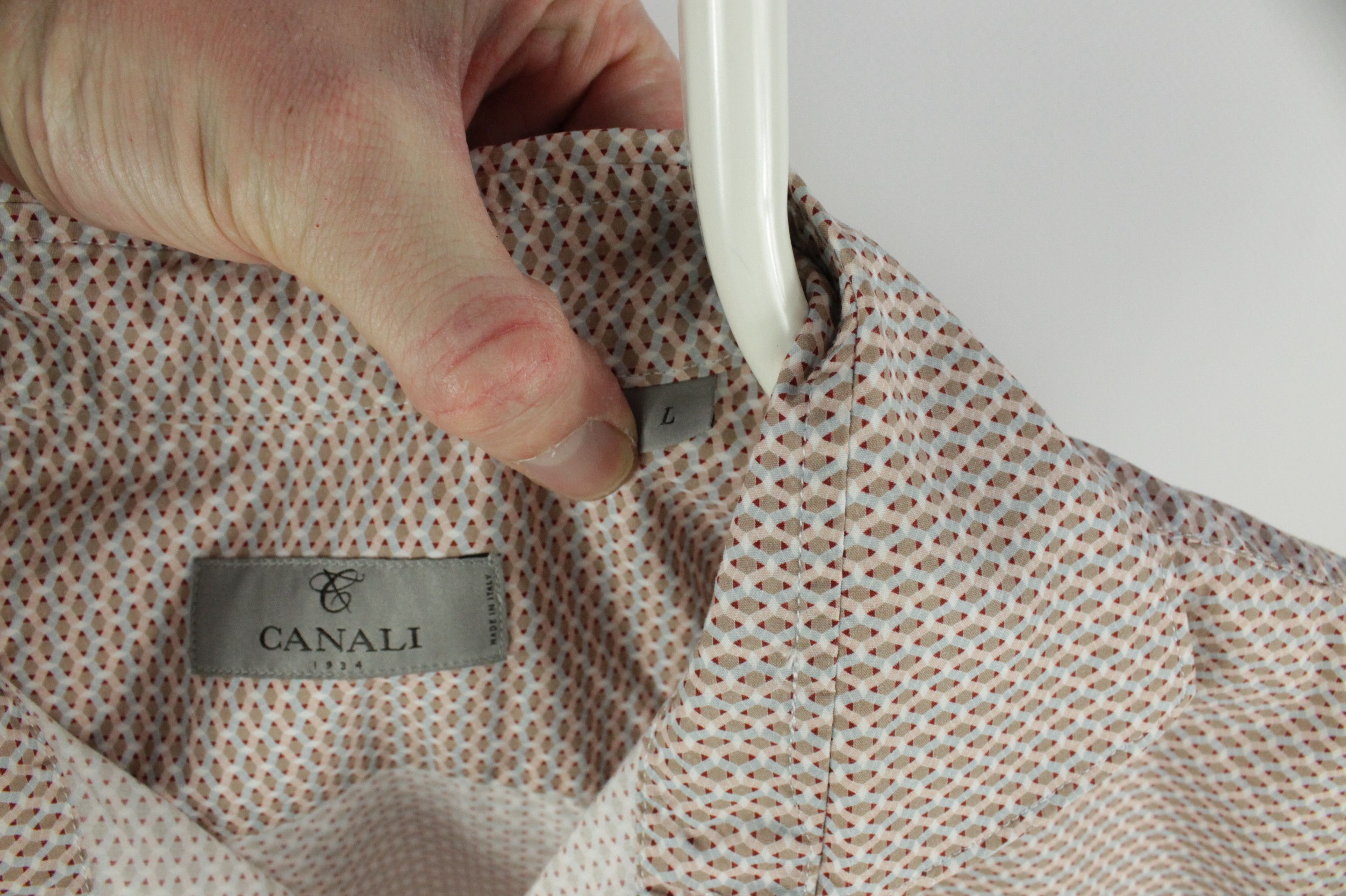 Canali Canali Geometric Pattern Regular Fit Cotton Dress Shirt Mens Size US L / EU 52-54 / 3 - 4 Thumbnail