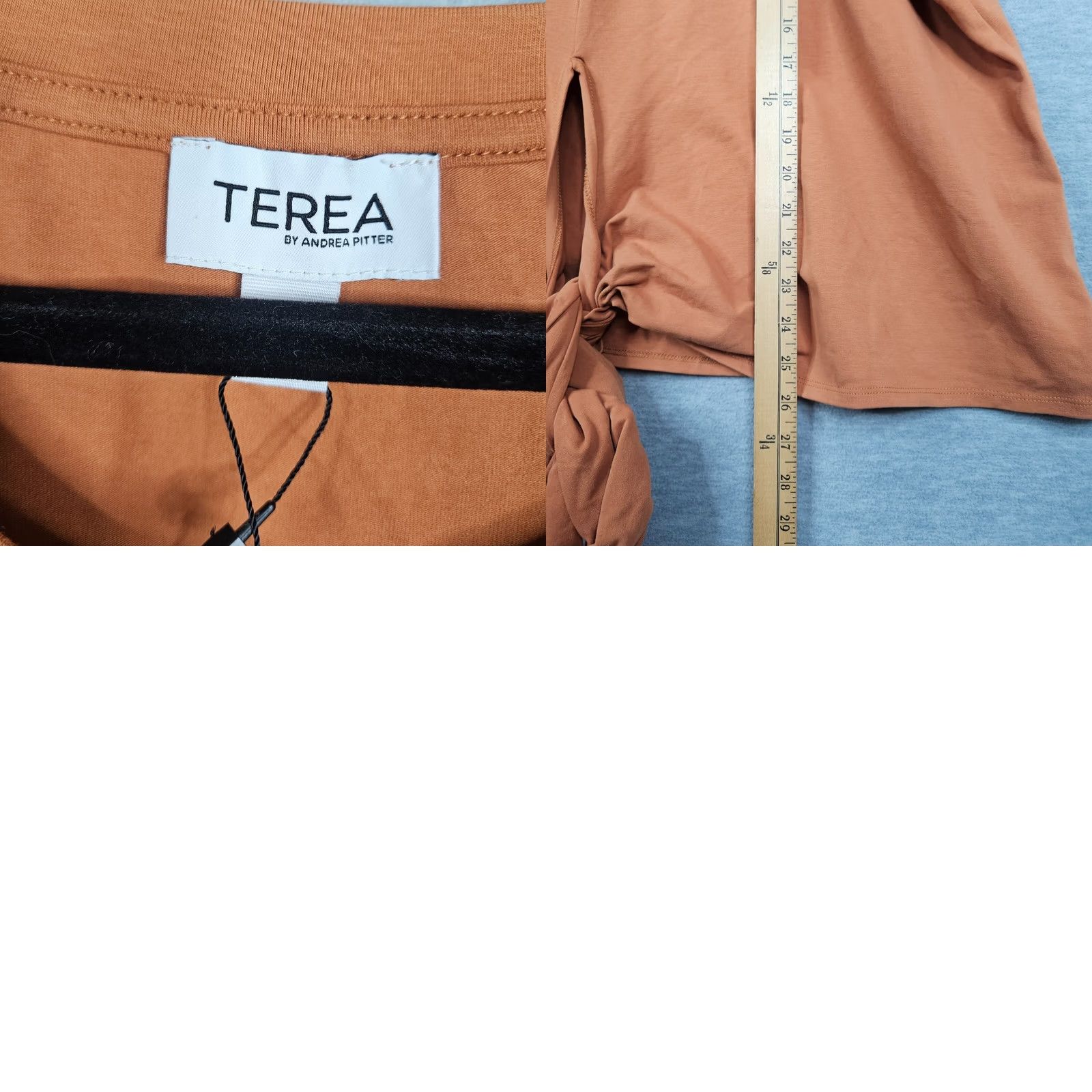 Vintage TEREA BY ANDREA PITTER Women’s Orange Puffy Sleeve Tie Front Top Sz 4X NEW Blouse Shirt Regular Short Sleeve Cotton Blend Elastane Size XXL / US 16-18 / IT 52-54 - 8 Thumbnail