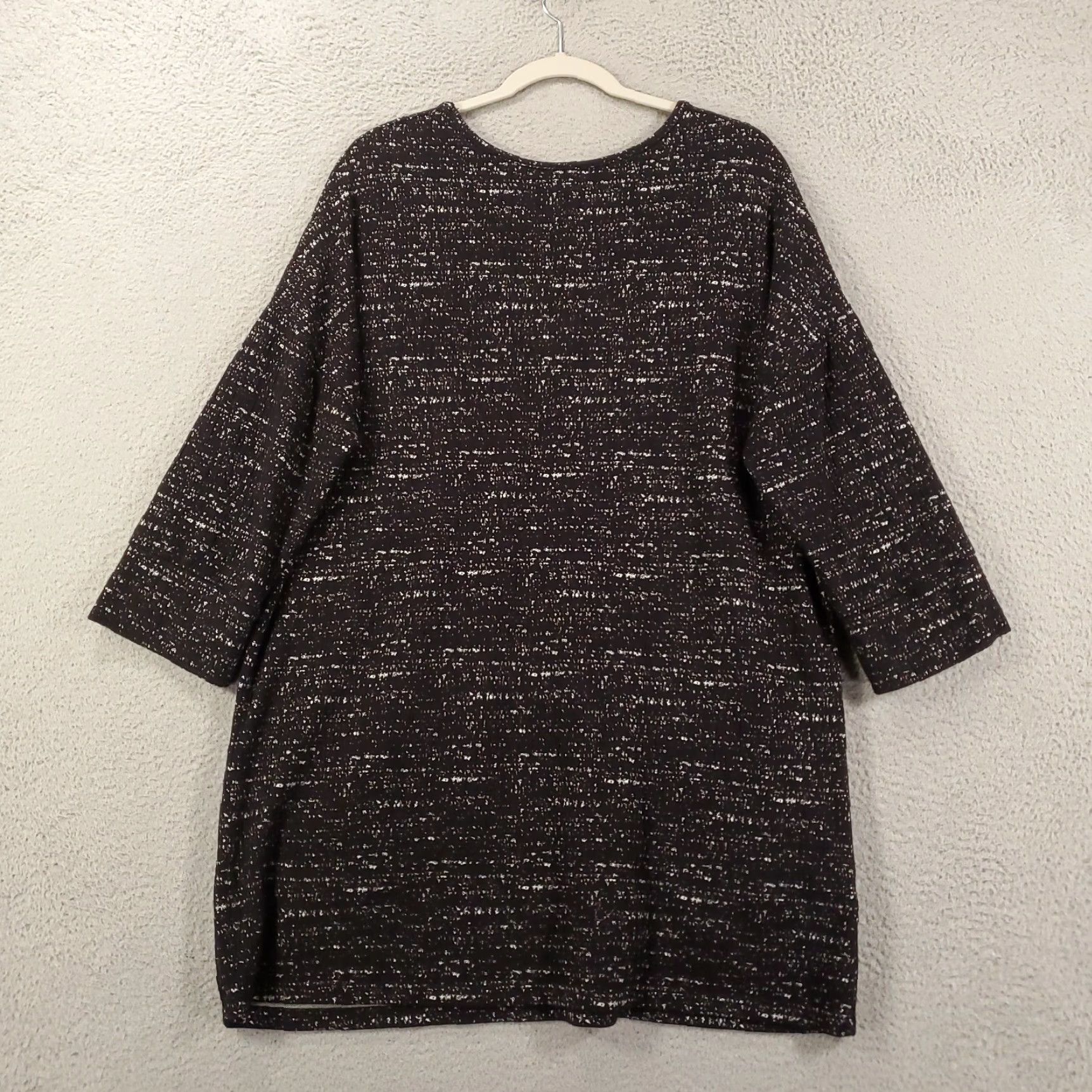 Vintage Clara Sun Woo Tunic Top Womens L Black Speckled Textured 3/4 Sleeve Round Neck Pullover Knit Blouse Dressy Casual Modern Vintage No Size L / US 10 / IT 46 - 7 Thumbnail
