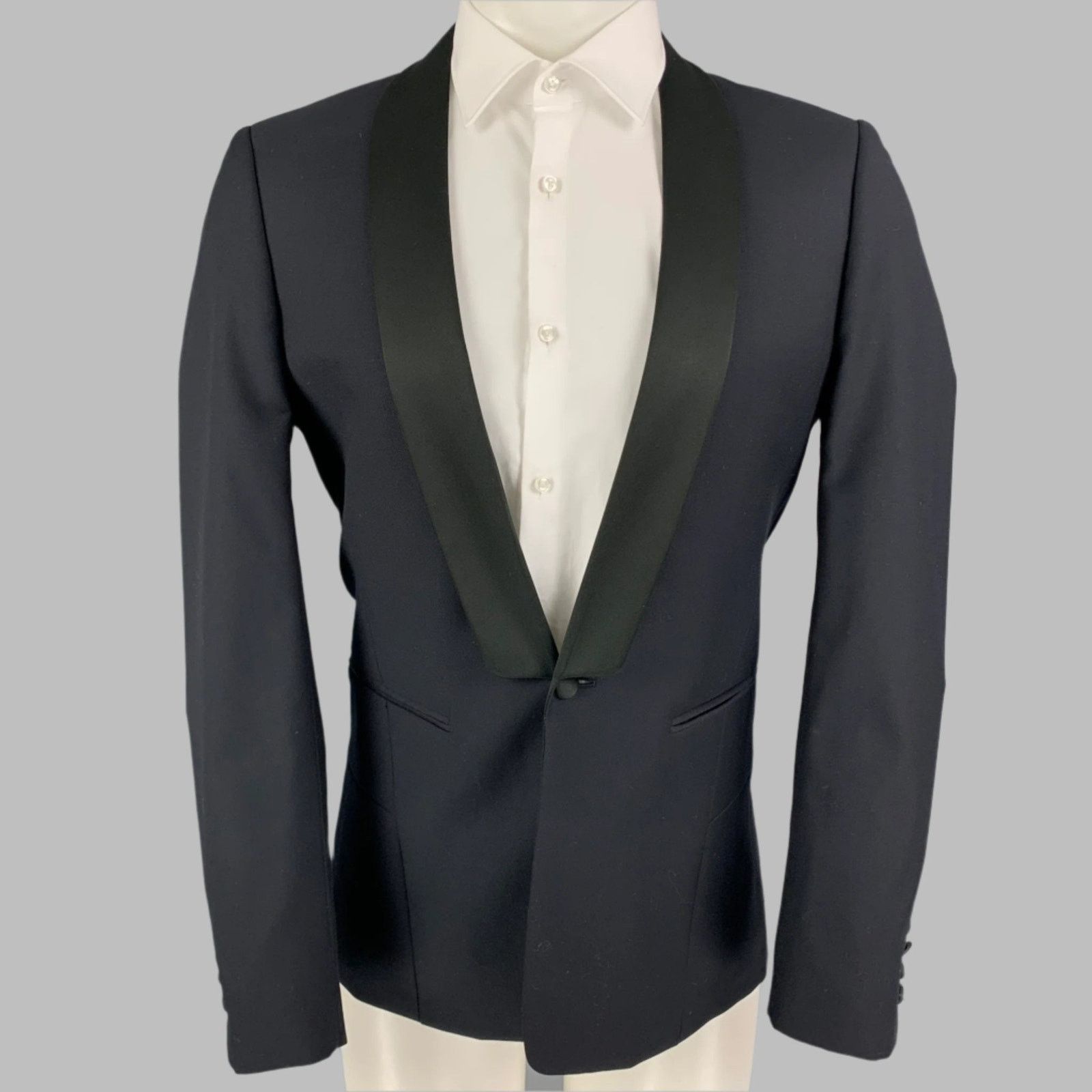 Sandro SANDRO Size 38 Black Wool Shawl Collar Sport Coat Size 38R - 1 Thumbnail