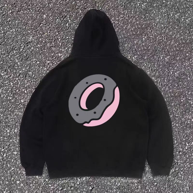 Japanese Brand × Vintage Black washed retro donut print loose hoodie Size US L / EU 52-54 / 3 - 1 Thumbnail