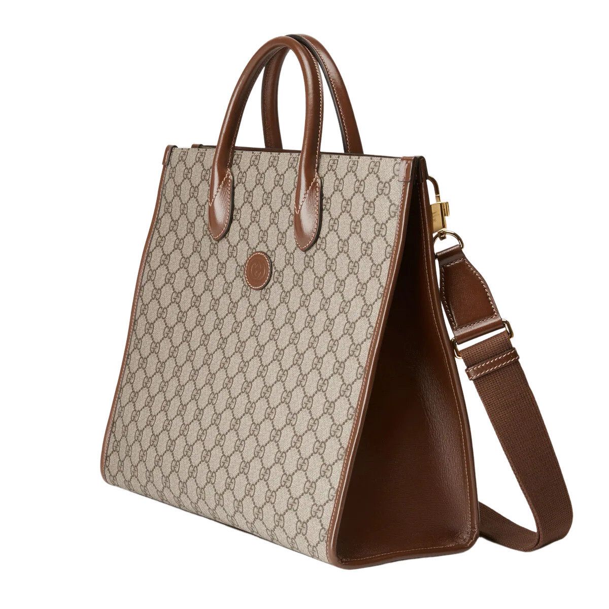 Gucci GUCCI Interlocking G Beige And Ebony GG Canvas Medium Tote B Size ONE SIZE - 2 Thumbnail