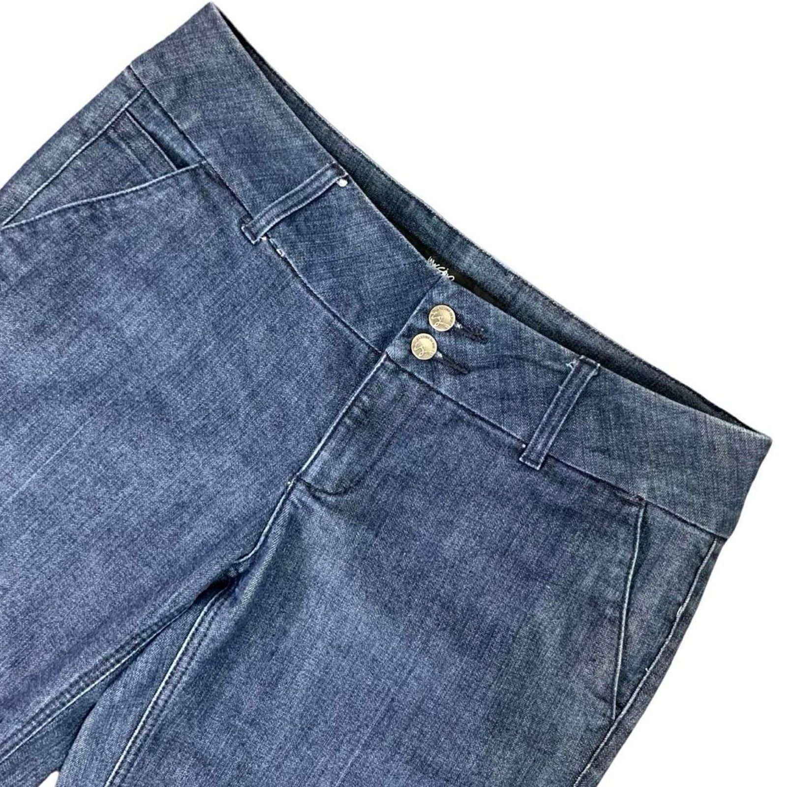 Mossimo × Vintage Vintage 90s Mossimo Low Waisted Flared Blue Jeans Size 37" - 2 Thumbnail