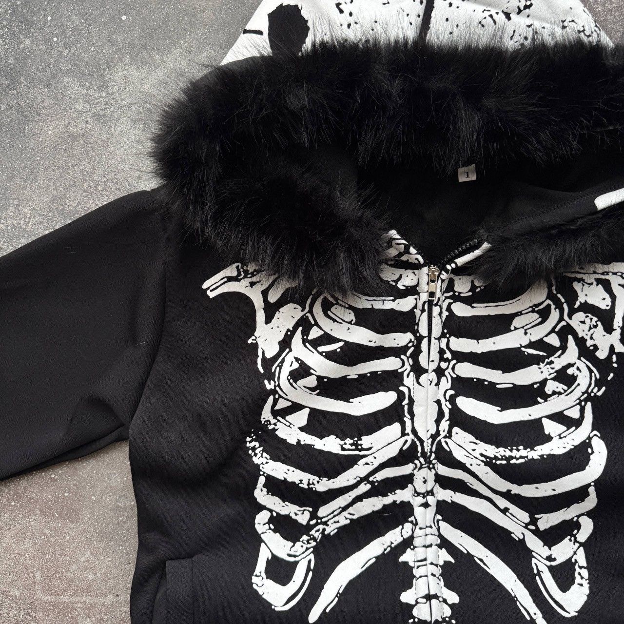 If Six Was Nine Amazing Y2K Gothic Emo Faux Fur Details Zip Hoodie Size M / US 6-8 / IT 42-44 - 5 Thumbnail