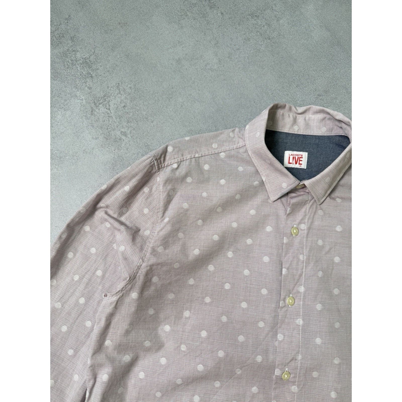 Lacoste Lacoste Live Men Button Up Shirt Size 41 Pink Dot Men Size US M / EU 48-50 / 2 - 2 Thumbnail