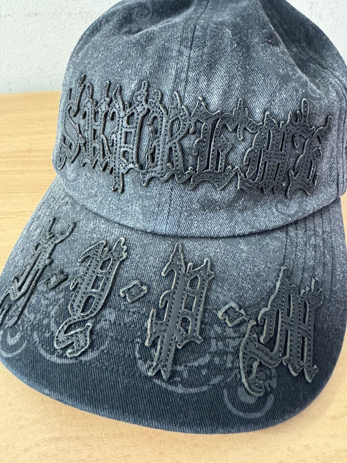 Supreme Leather Applique 6-Panel Hat Black